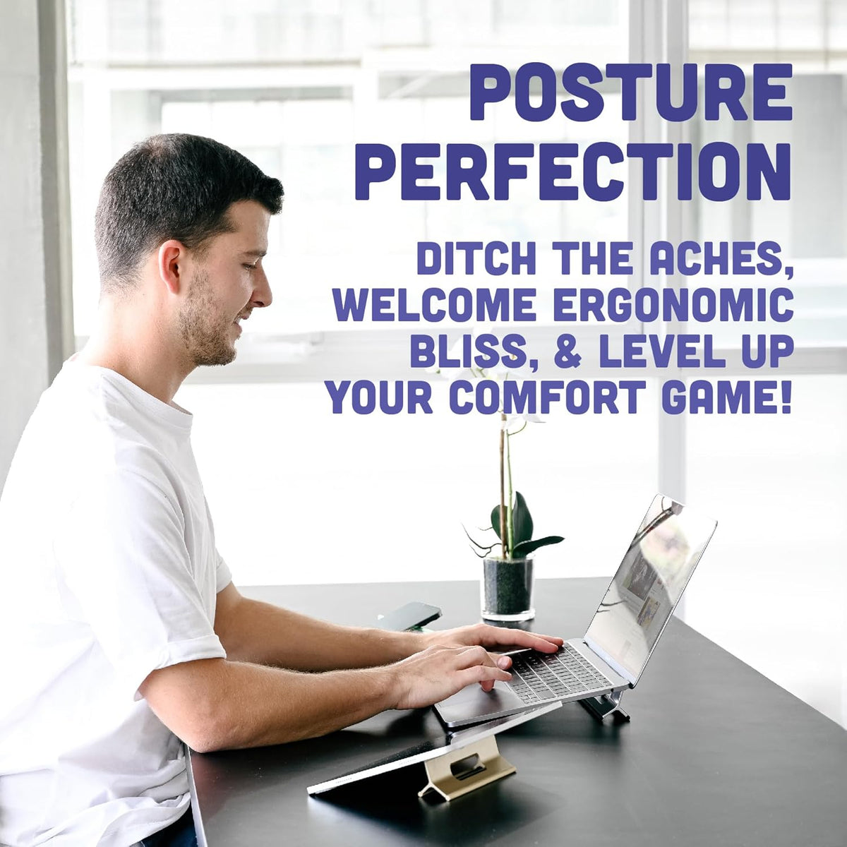Steepy Portable Laptop Stand for Desk – Adjustable Height, &amp; Portable Laptop Holder – Ergonomic Computer Stand for Cooling &amp; Comfort – Slip-Proof, Sturdy Design – Universal Fit for 13-17 Inch Devices