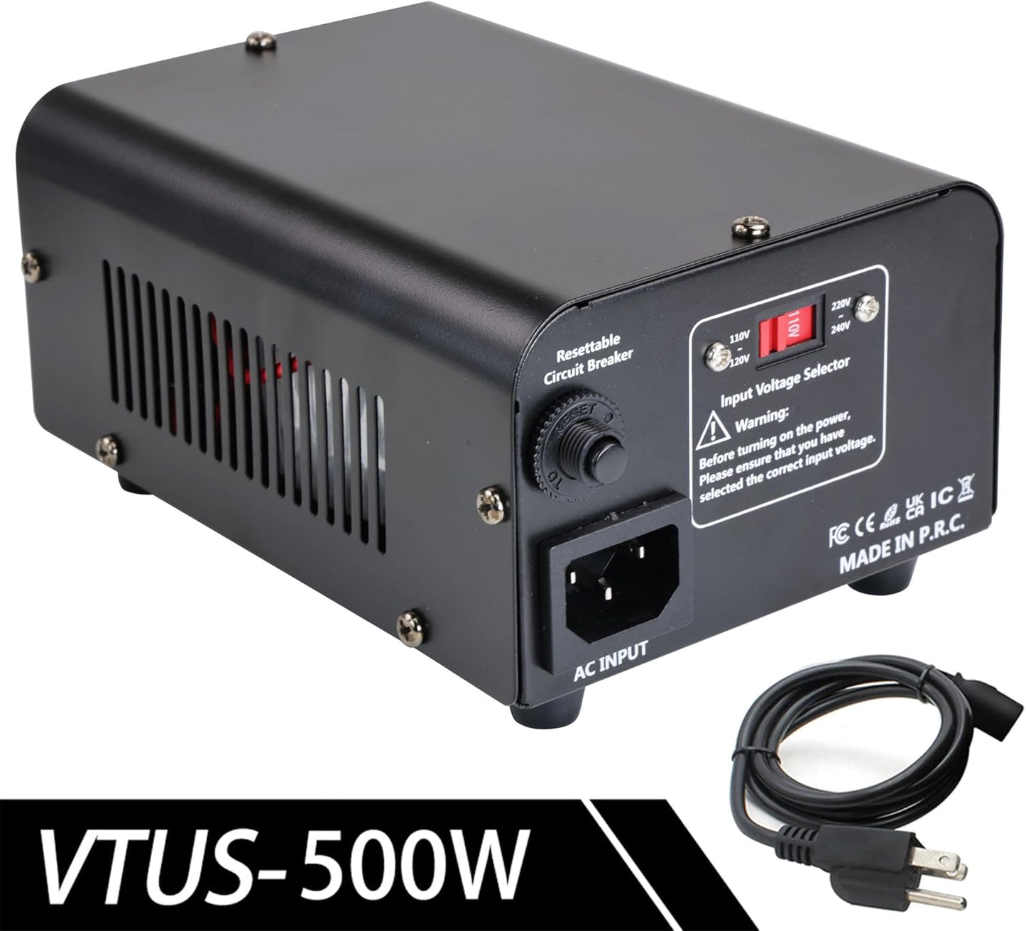 500W Voltage Transformer Power Converter 110V to 220V, 220V to 110V | Yinleader Step Up/Down Converter 110/120 Volt - 220/240 Volt w/US Power Cord [300W Continuous Power]