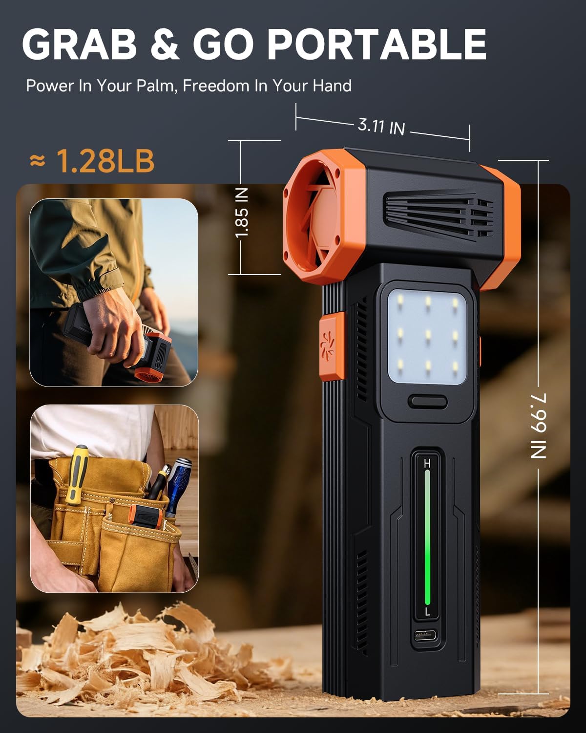 Compressed Air Duster Powerful 40MM Brushless Motor Electric Air Duster | 430G Storm Force Air Duster 360W Power & 59.2WH Rechargeable Blower, Up to 6H, 4 Gear Turbo fan for Keyboard Car Home Outdoor
