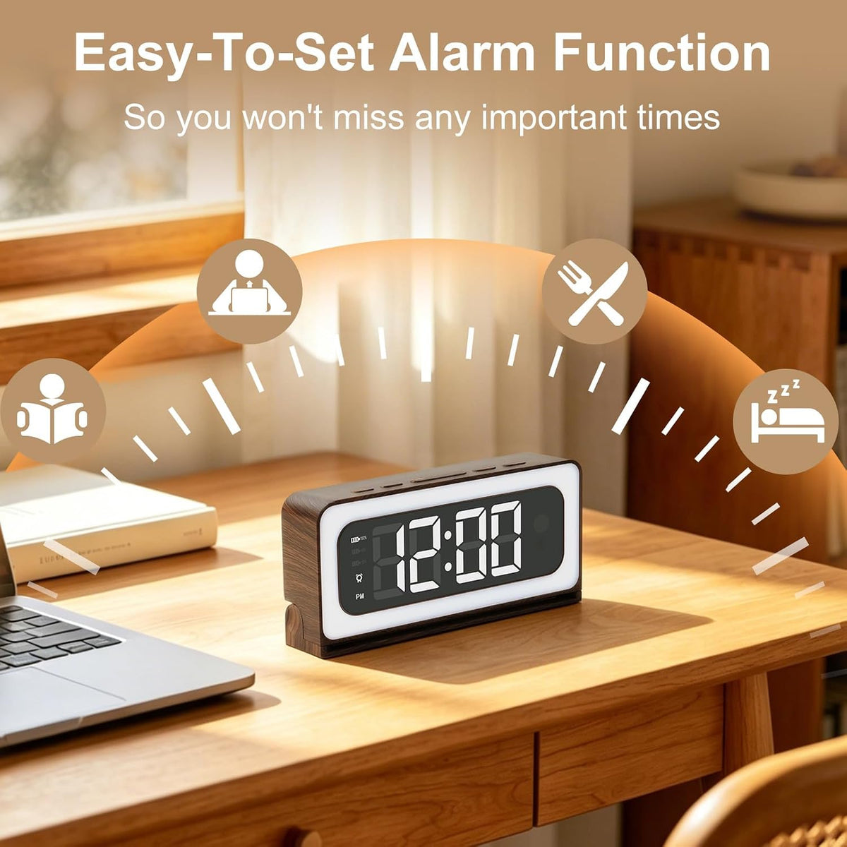 Alarm Clock Camera, Wood Grain,5G & 2.4GHz WiFi Nanny Cam Wireless Indoor Camera,2K Security Camera for Home Baby Pet Monitor, Human Motion Detection Alerts, Color Night Vision