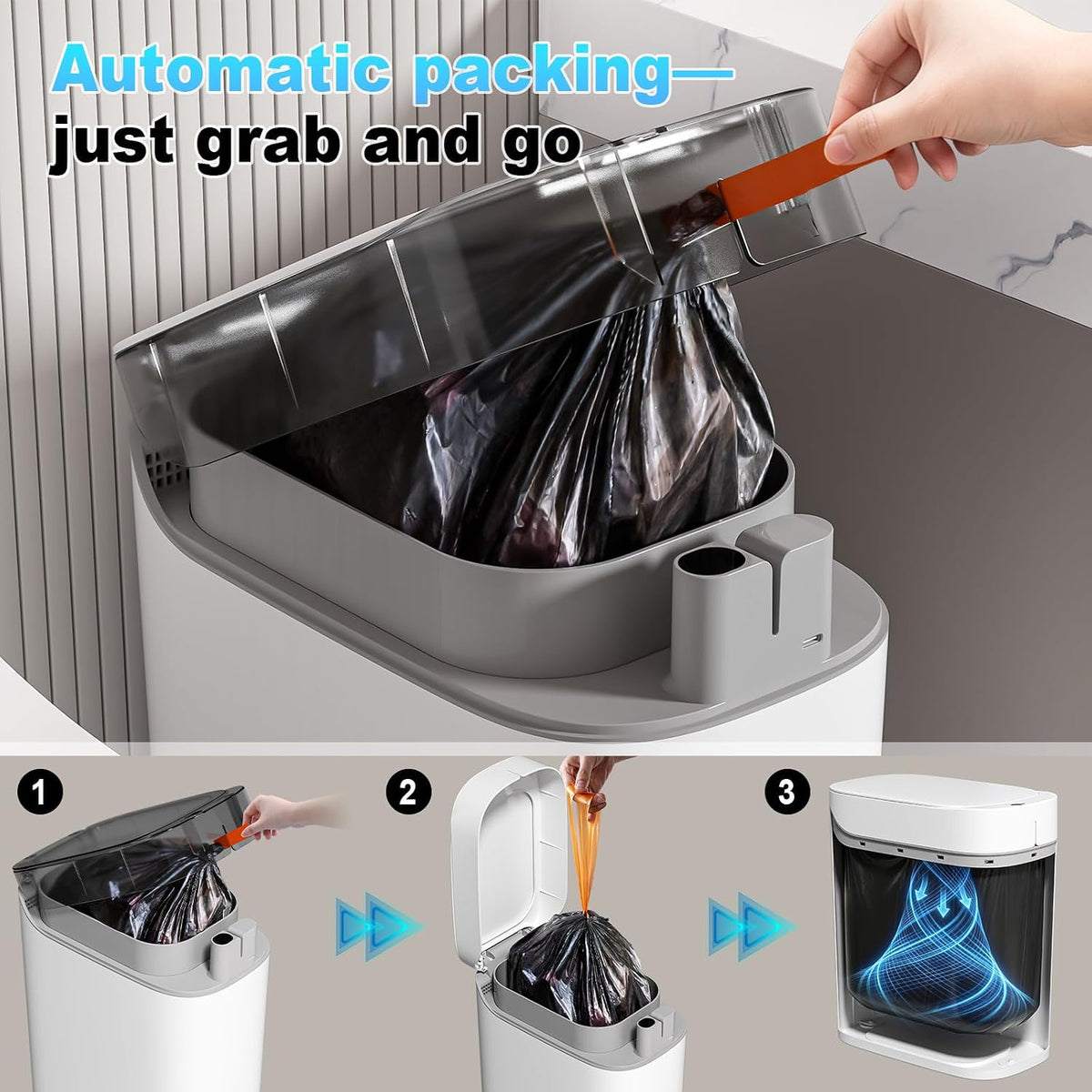 MOPUP Bathroom Trash Can,Includes 180 Drawstring Trash Bags.