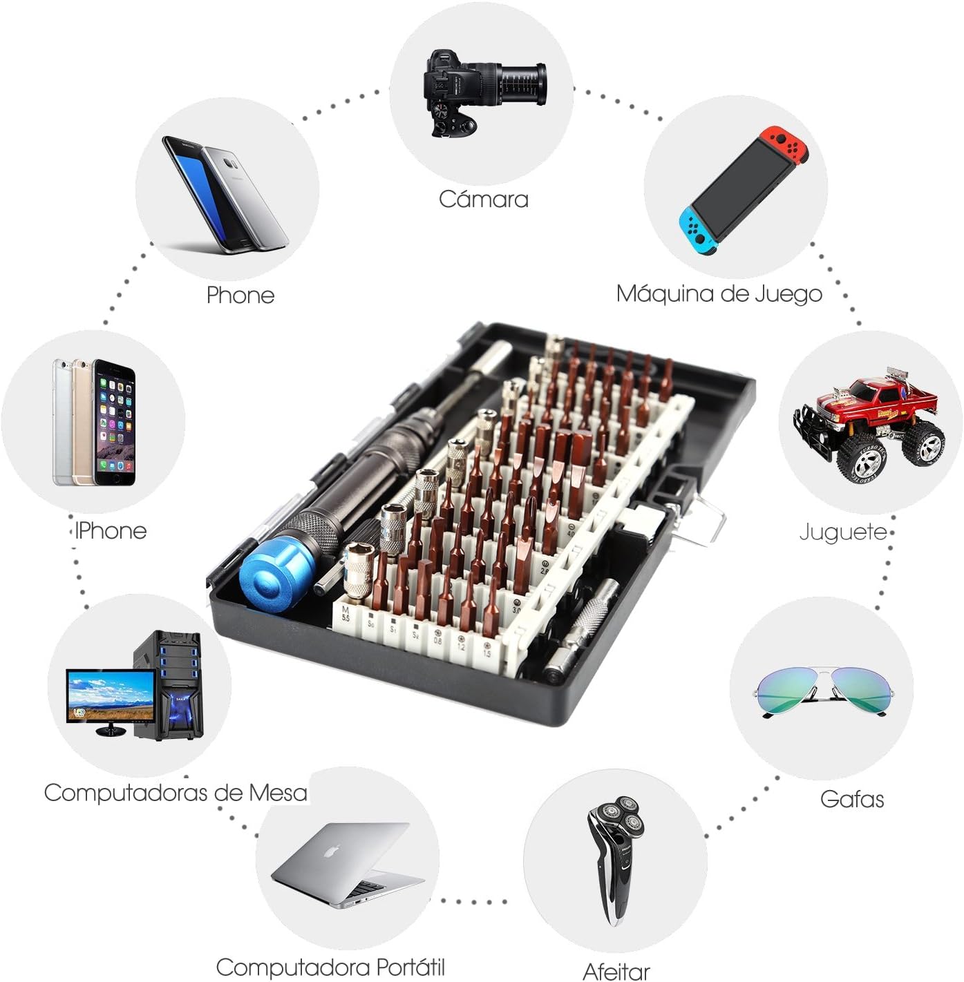 Screwdriver Set, 60 in 1 Precision Magnetic Driver Bits Professional Electronics Repair Tool Kit, Flexible Shaft, S2 Steel, for iPhone Smartphone Video Game Console