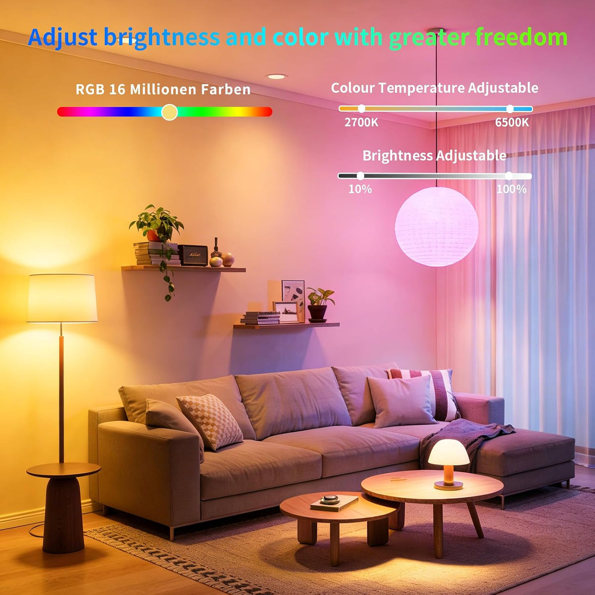 I-SHUNFA E26 Smart Bulb 2 Pack, Bluetooth App Control