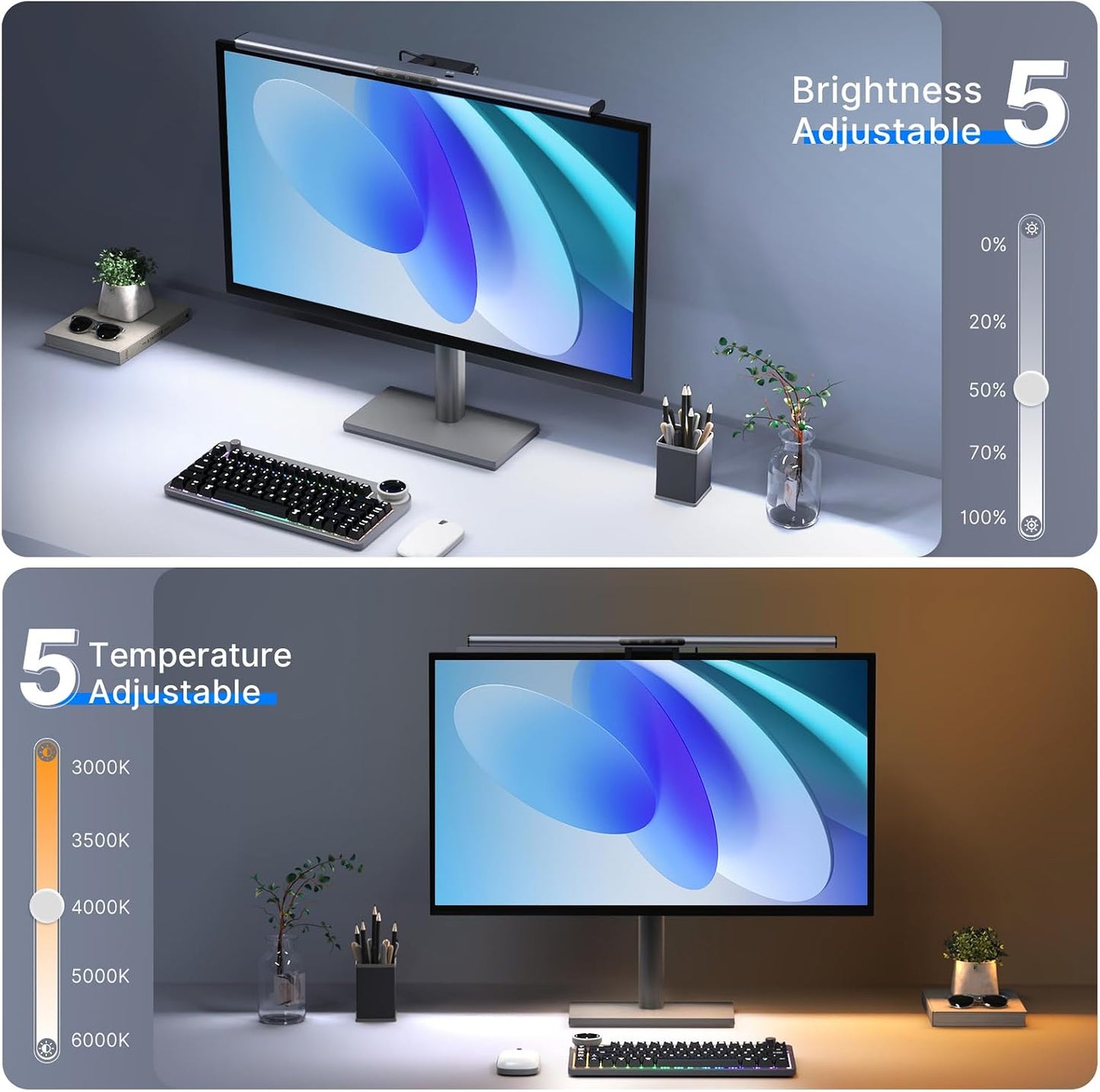 Syrinx Monitor Light Bar with Backlight, Gaming & Home Office Monitor Lamp | CRI95+, No Screen Glare Eye Care Light, 1200lm, Touch & Gesture Control, Stepless Dimming for Flat & Curved Monitors, Pro
