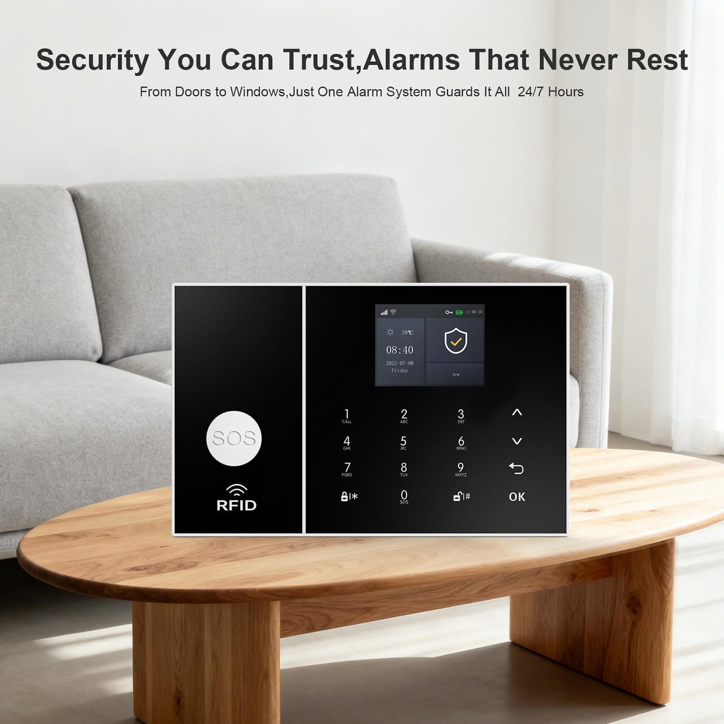 PGST WiFi Alarm System for Home Security,DIY Door Alarm Sensors,Tuya App Remote Control,Compatible with Alexa&Google for Villa,Apartment,Cabage,No Contract Fee