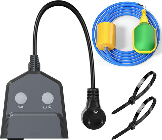 WiFi Sump Pump Alarm, Auto Pump Control, Backup Battery, IP65,110dB | Smart pump control and water alarm, Free app alerts