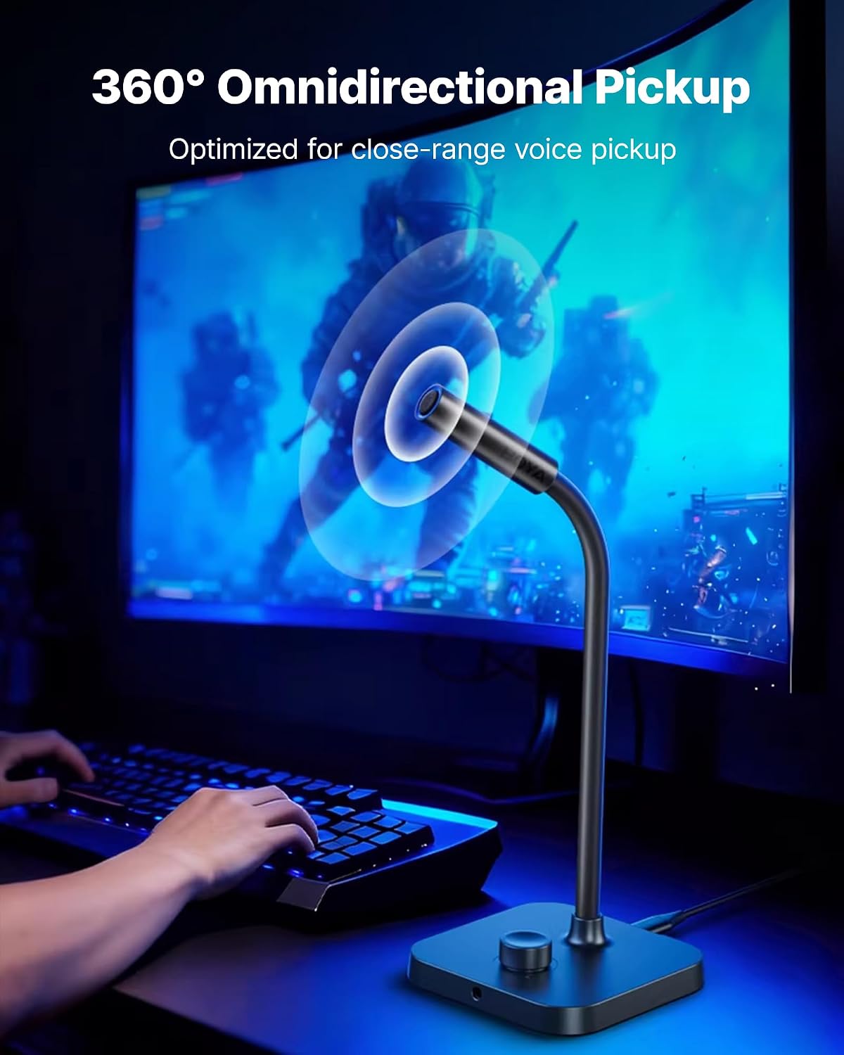BOYA CM40 Computer USB Microphone for PC, Laptop, Mac & Phones | Gooseneck Microphone with ENC Noise Cancellation, Adjustable Gain, One-Touch Mute, Headphone Monitoring for Podcast Streaming