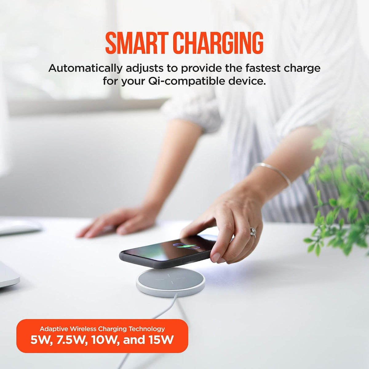 HyperGear Magnetic Fast Wireless Charger - Portable MagSafe Charging Pad, Instant Contact Charging Technology for iPhone Series - Compatible with All MagSafe Cases, Qi-Enabled Devices - White