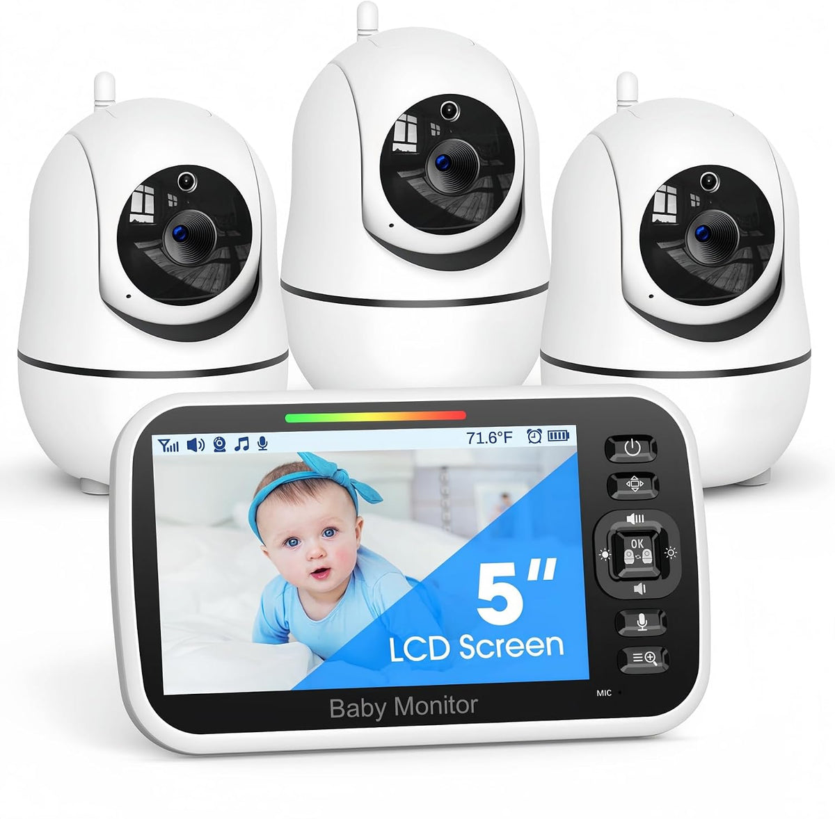 GoodBaby 5" Split Screen Baby Monitor with 2 Cameras and Audio