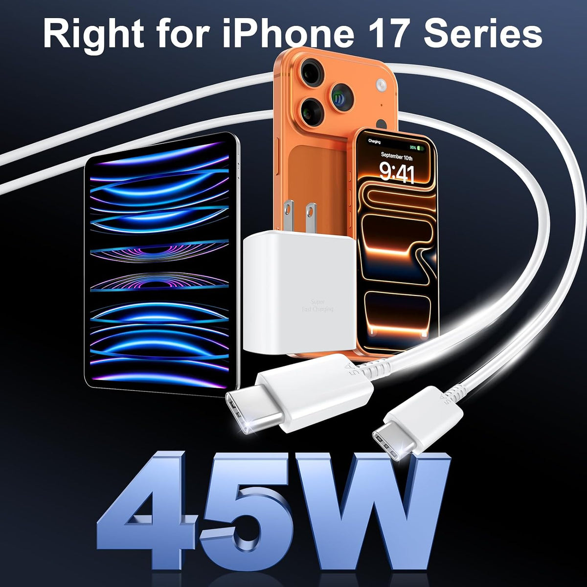 iPhone 18 17 Pro Max Charger Fast Charging 45W USBC iPhone Duo Fast Charger