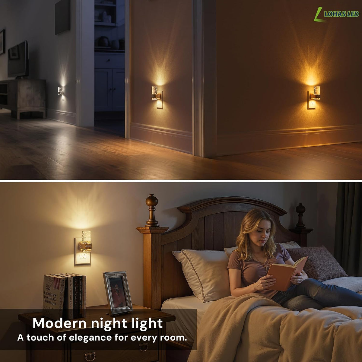 L LOHAS LED Motion Sensor Night Light, Bubble Night Lights Plug into Wall