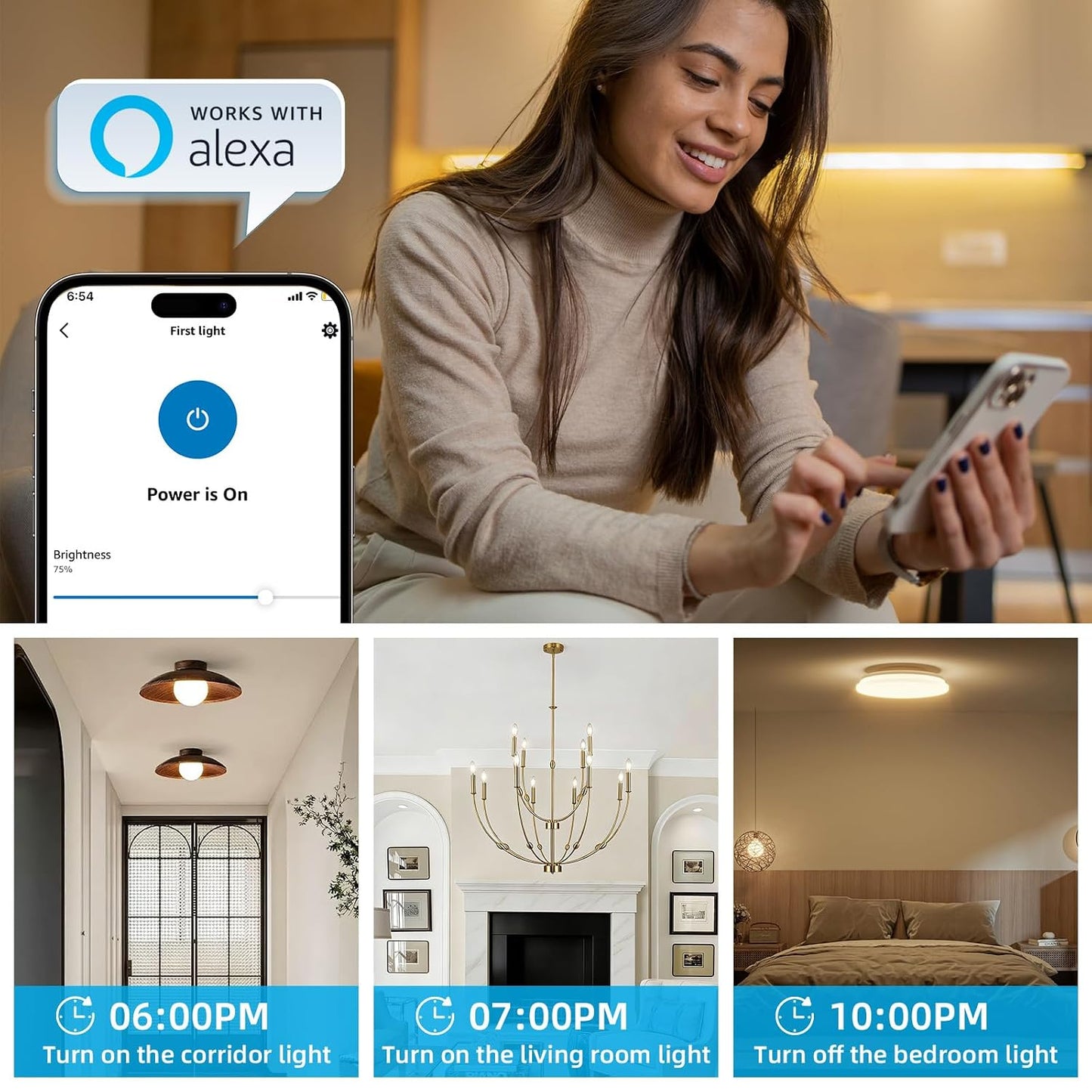 Wireless Dimmer Switch, Remote Light Switch and Receiver kit, Compatible with Alexa Voice Control, Smart Wall Switch Lighting Fixture for Ceiling Lights Pendant Lamps, Support 2.4G&amp;5G