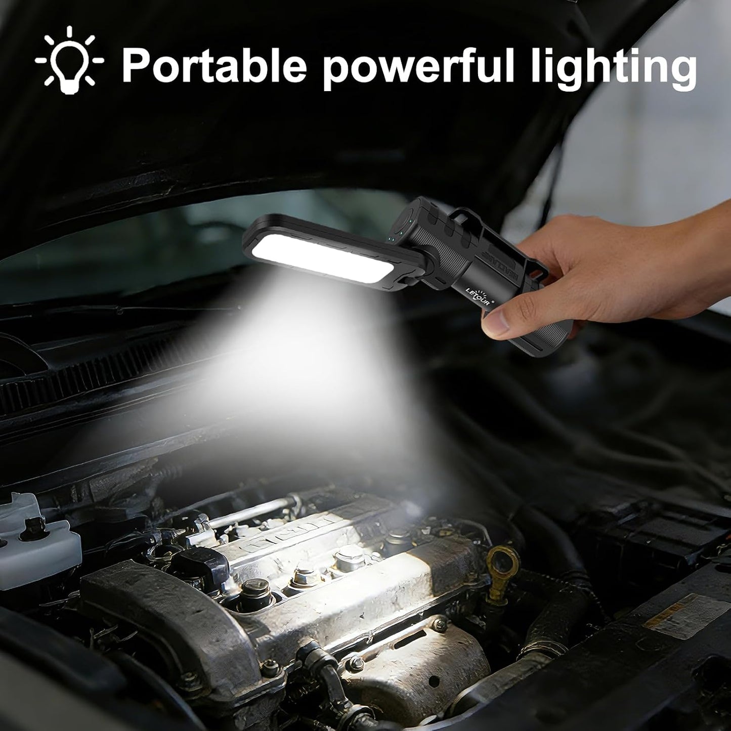 2 Pcs Rechargeable 5000lm LED Work Light BBQ Grilling Accessories with Magnetic Base, 180° Rotate Mechanic Grill Light for Car Repair, Emergency, Camping, Outdoor & Mechanics Tools