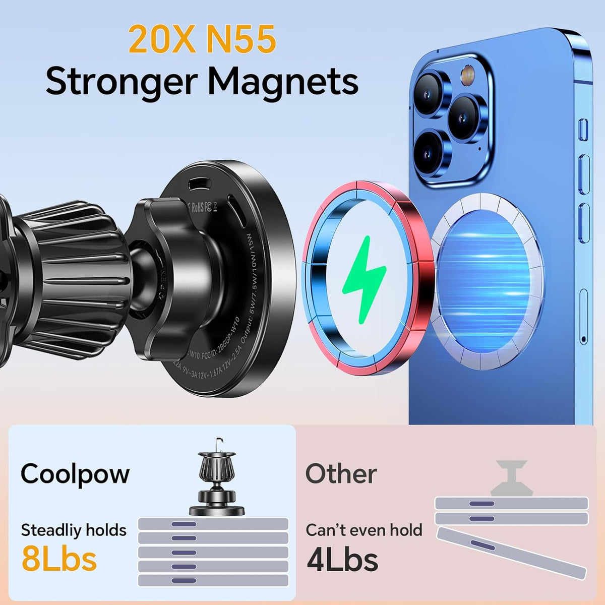 for 15W Magsafe Car Mount Charger Magnetic Wireless Car Charger for iPhone | Magsafe Car Charger Magnetic Phone Holders for Your Car Accessories Car Phone Holder Mount for iPhone 17 16 15 (Black)