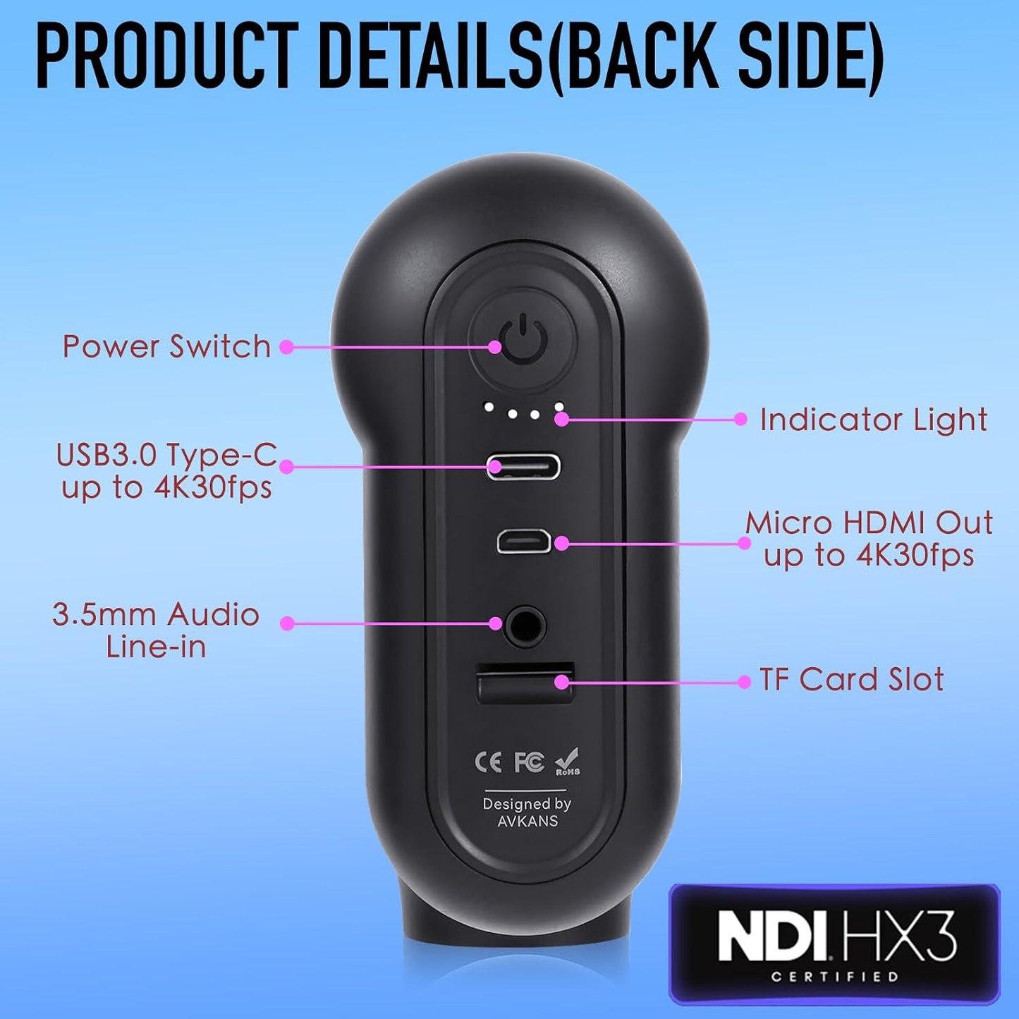 Go 4K Wireless Live Streaming Camera with NDI HDMI USB RTMP Video Outputs, 90 Degree Wide Angle with 9X Zoom, Video Recording Camera for Church, Sport and Creators