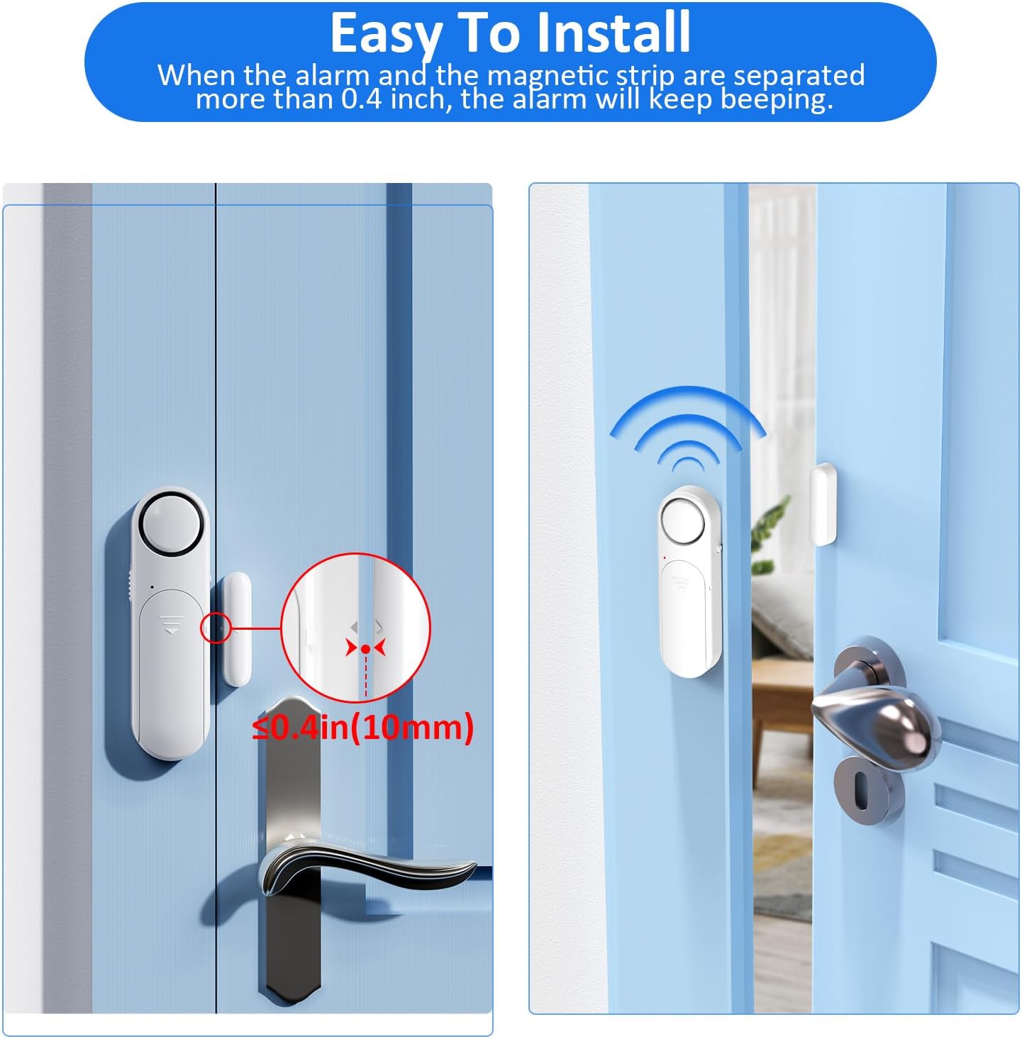Window and Door Alarm When Opened (5 Pack) for Kids Safety/Home Security, Sliding Front Door Opening Sensor Alarms for Dementia, 120dB Burglar Alert, Ideal for Business, Garage, Apartment,House, White