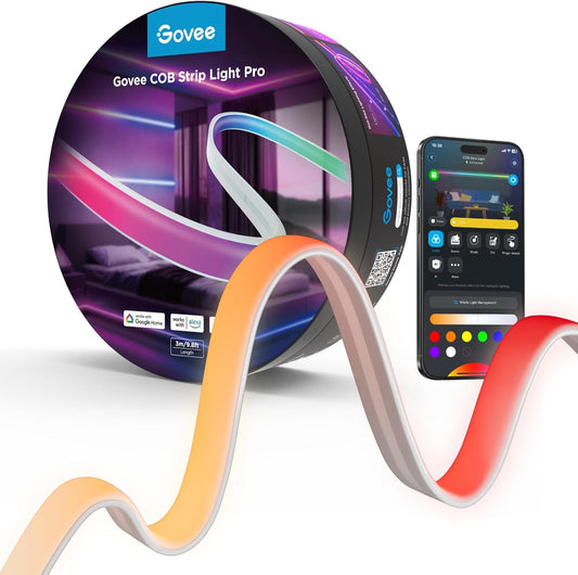 Govee 9.8ft COB LED Strip Light Pro, RGBICW Light with Warm White, WiFi | Work with Alexa, Google Assistant and Matter, Smart Strip Lights, LED Lights for Bedroom, Color Changing