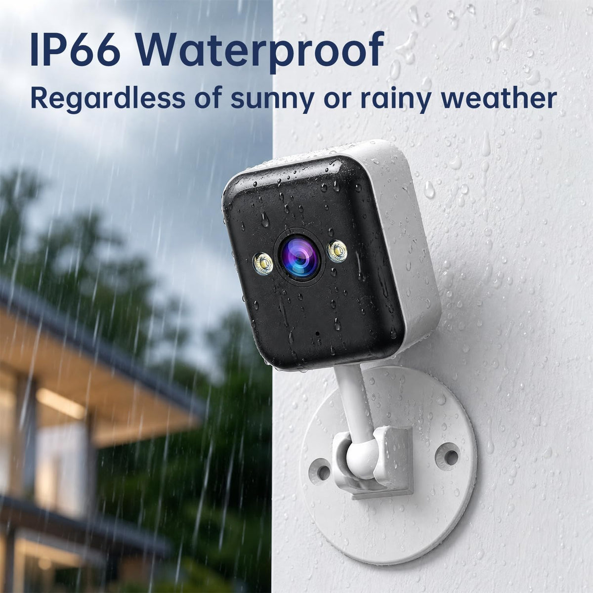 JOOAN 2K Indoor Outdoor Security Camera, 2.4G WiFi, IP66 Waterproof, Motion Detection, 2-Way Audio, Color Night Vision, for Baby/Elderly/Cat/Dog, Multi-User Shared, Local & Cloud Storage, Plug-in