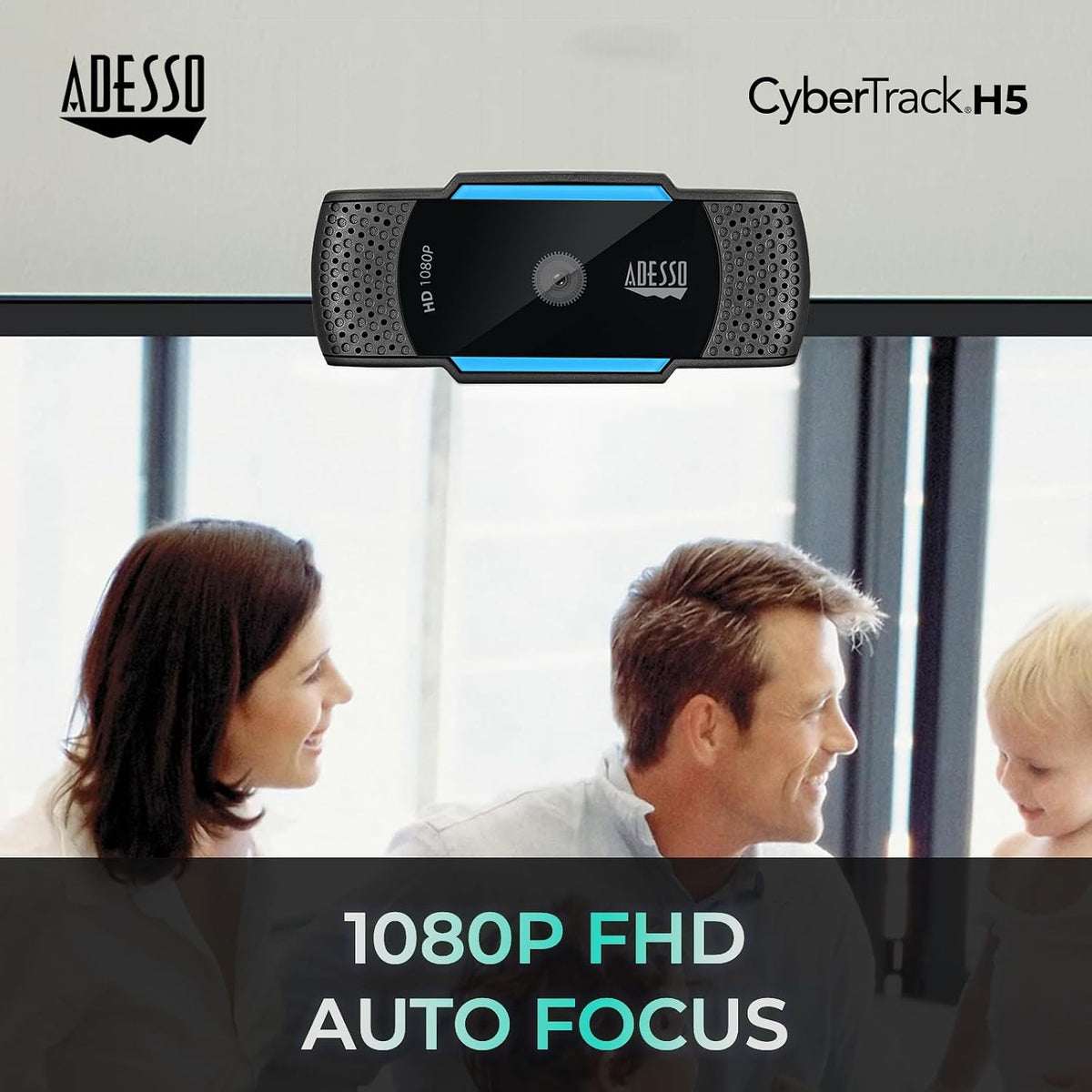 Adesso Cybertrack H5 1080p HD Webcam, Black