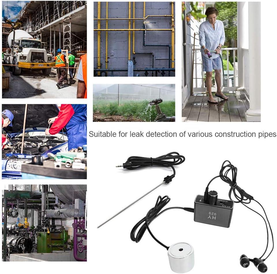 Water Pipe Leakage Detector, Water Leak Detection Tool, Underground Water Pipe Leakage Monitor Tester Kit with Dual Probes Earphone, High Sensitivity Water Pipeline Locator Accessory Kit