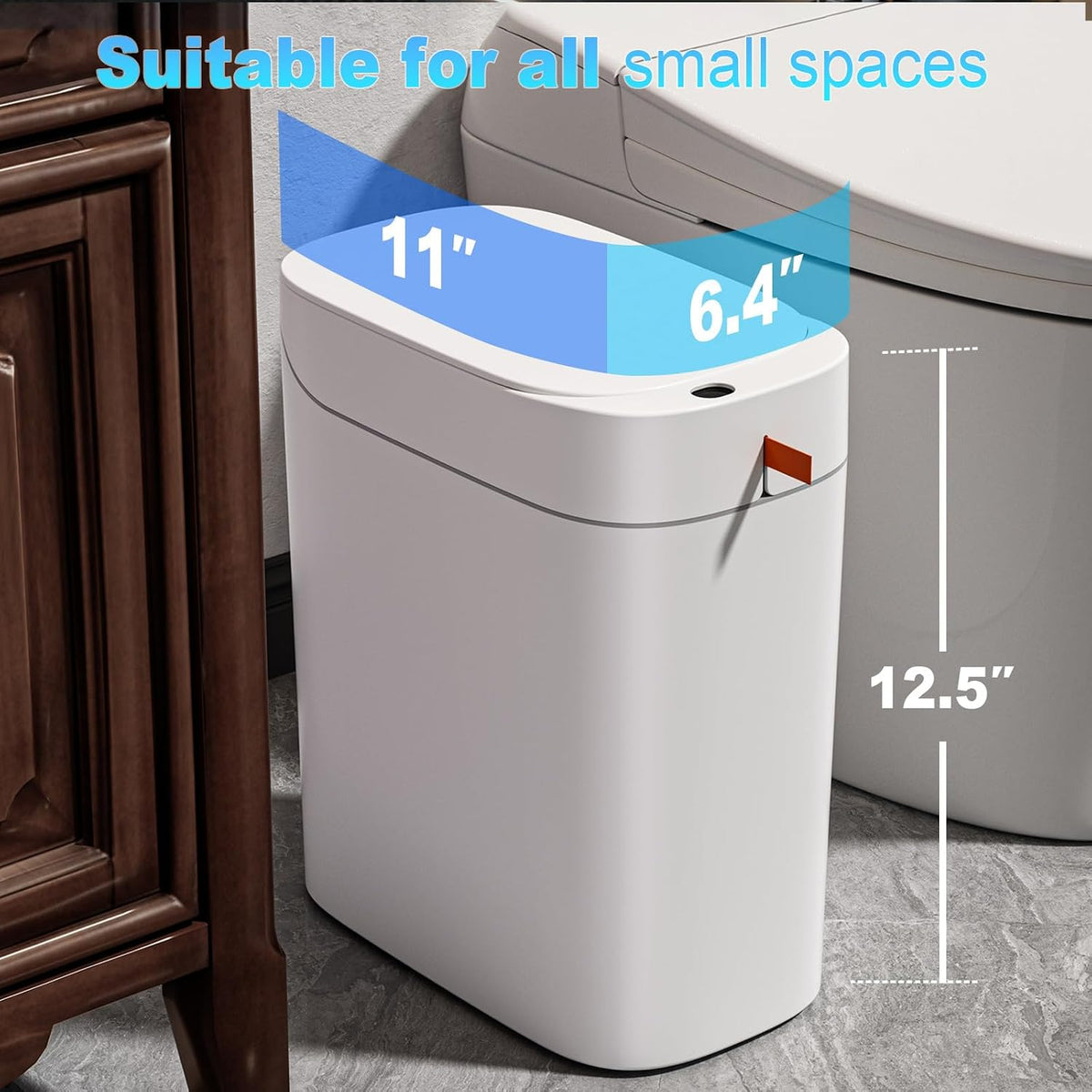 MOPUP Bathroom Trash Can,Includes 180 Drawstring Trash Bags.