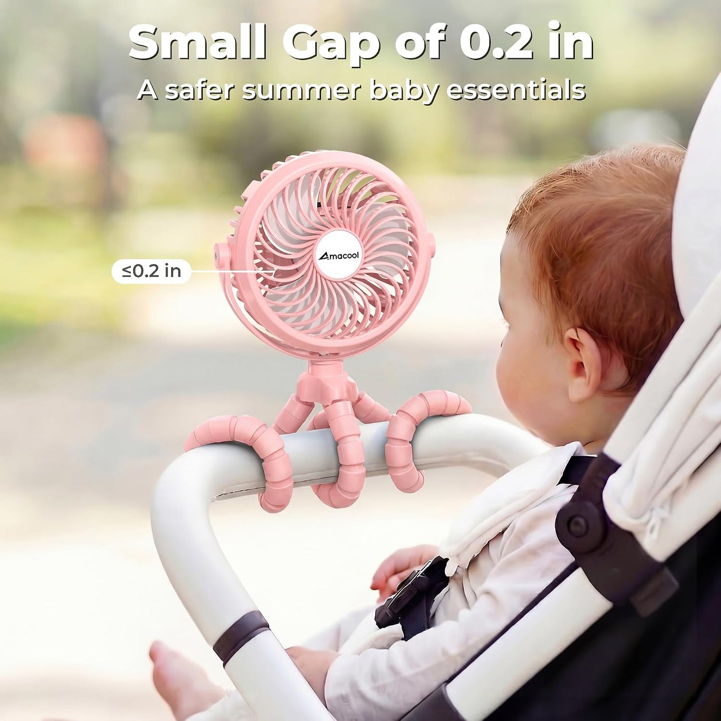 AMACOOL Battery Operated Stroller Fan, Portable Clip On Fan Rechargeable | Baby Travel Essentials for Beach Disney, Newborn Boy & Girl Gifts Registry Search, Cooling for Car Seat Wagon Crib Treadmill