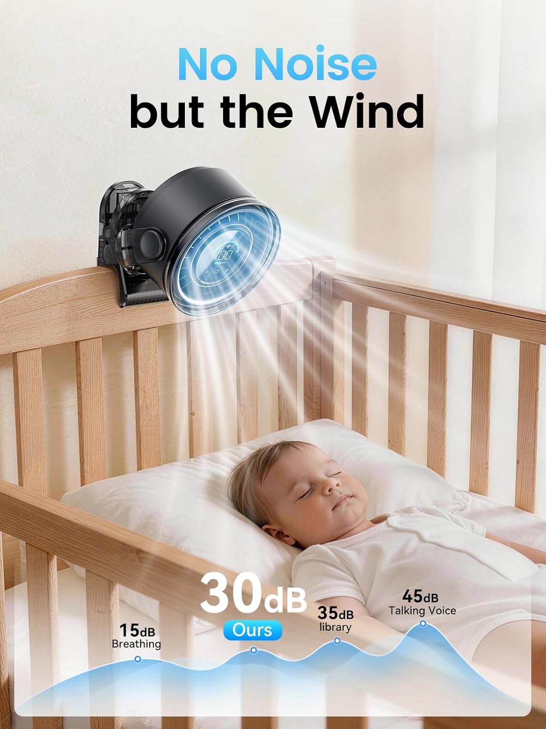 Clip on Fan, Rechargeable USB Fan with Sturdy Clamp, LED Display, 100 Speeds, 3000mAh Battery, 360° Rotation, 5.5 Inch Portable Fan for Stroller Bed Camping Treadmill Car Black