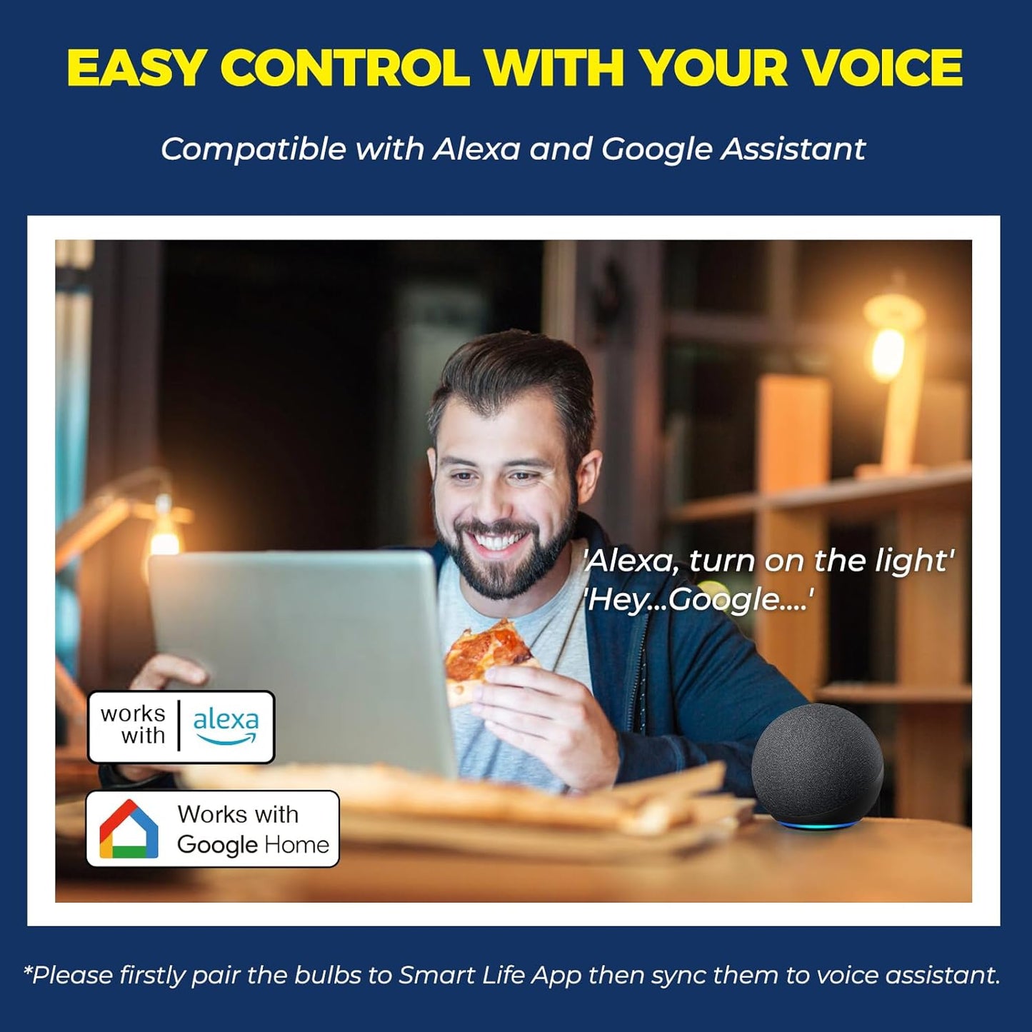 Lightinginside E12 Smart Light Bulbs 60W Equiv., Work with Alexa/Google Home/SmartLife, 500LM 6W RGBCW Candle Candelabra LED Bulbs, No Hub Required, 2.4G WiFi & BLE Chandelier Bulb, ETL Listed, 3PCS