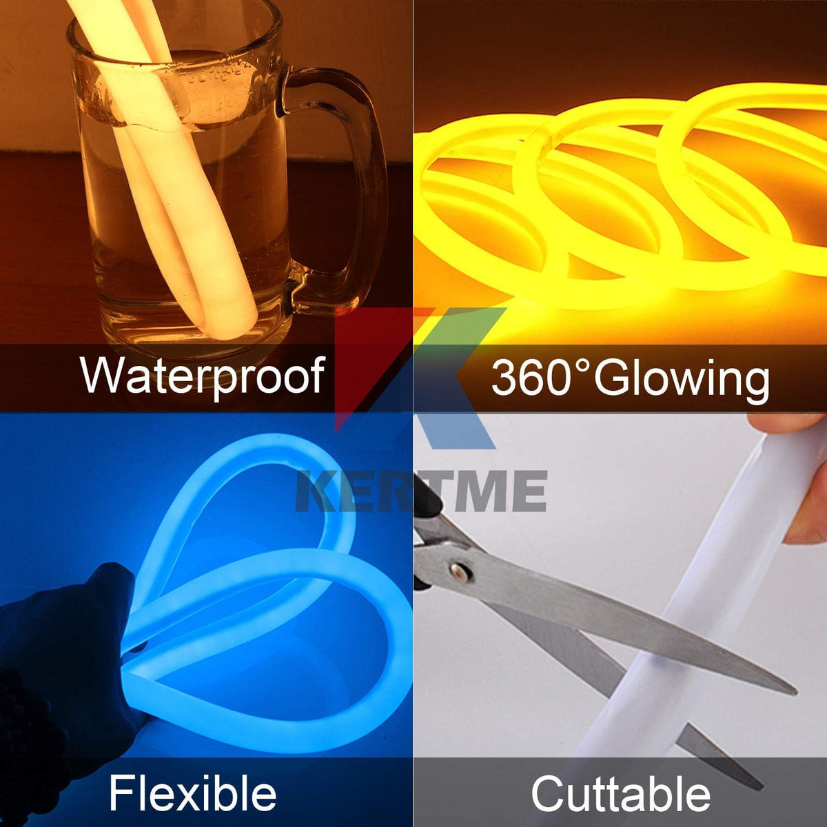 360° Neon Led Type AC 110-120V 360 Degree NEON LED Light Strip, Flexible/Waterproof/Dimmable/Multi-Modes LED Rope Light + Remote for Home/Garden/Building Decor (98.4ft/30m, Green)
