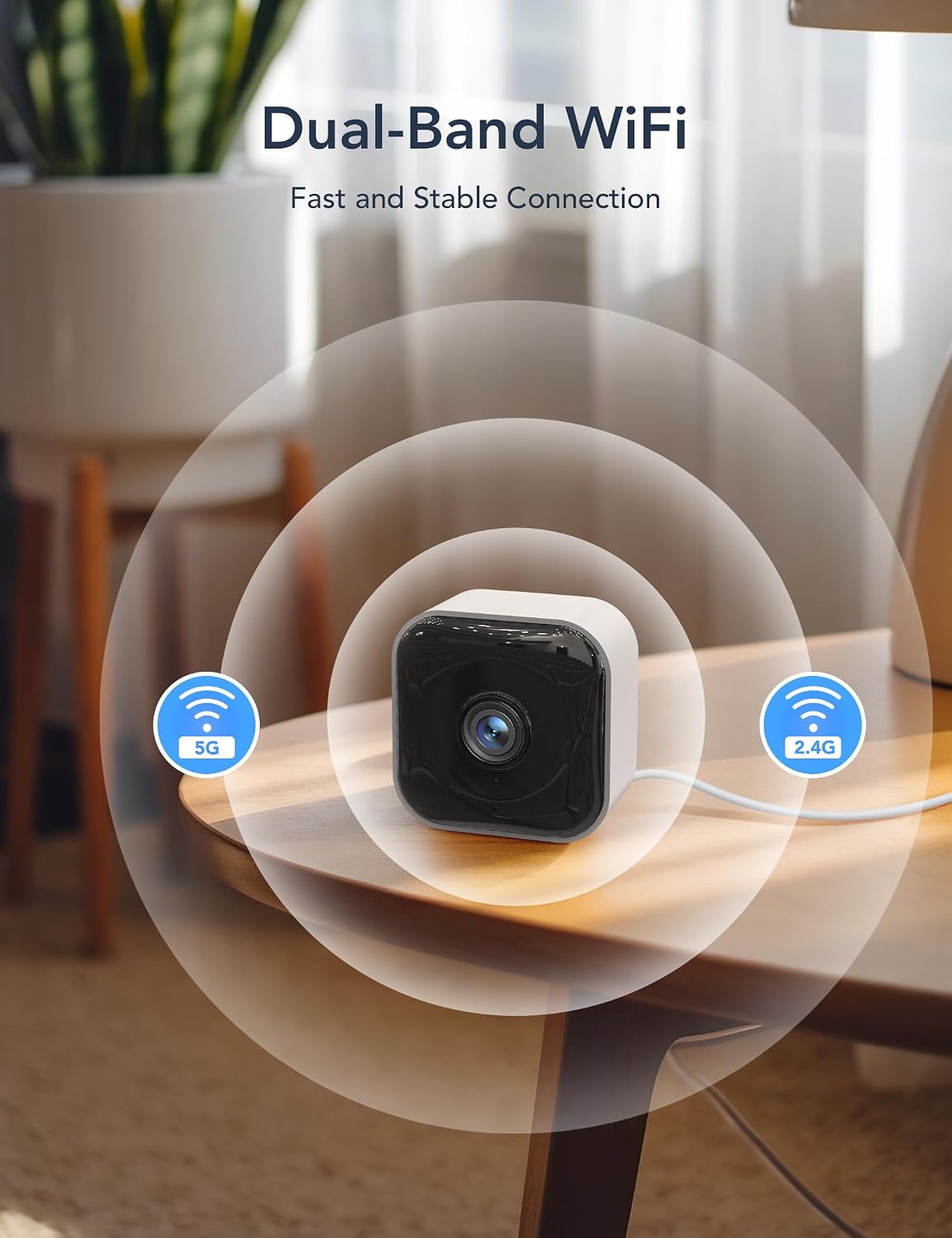 GNCC 2K Indoor Camera for Home Security with Phone App 5G/2.4G WiFi Pet Cam | Mini Pet Cam w/Human/Motion/Sound Detection, Compatible with Alexa, Cloud Storage Optional, Fixed View, Plug-in, 2 Pack