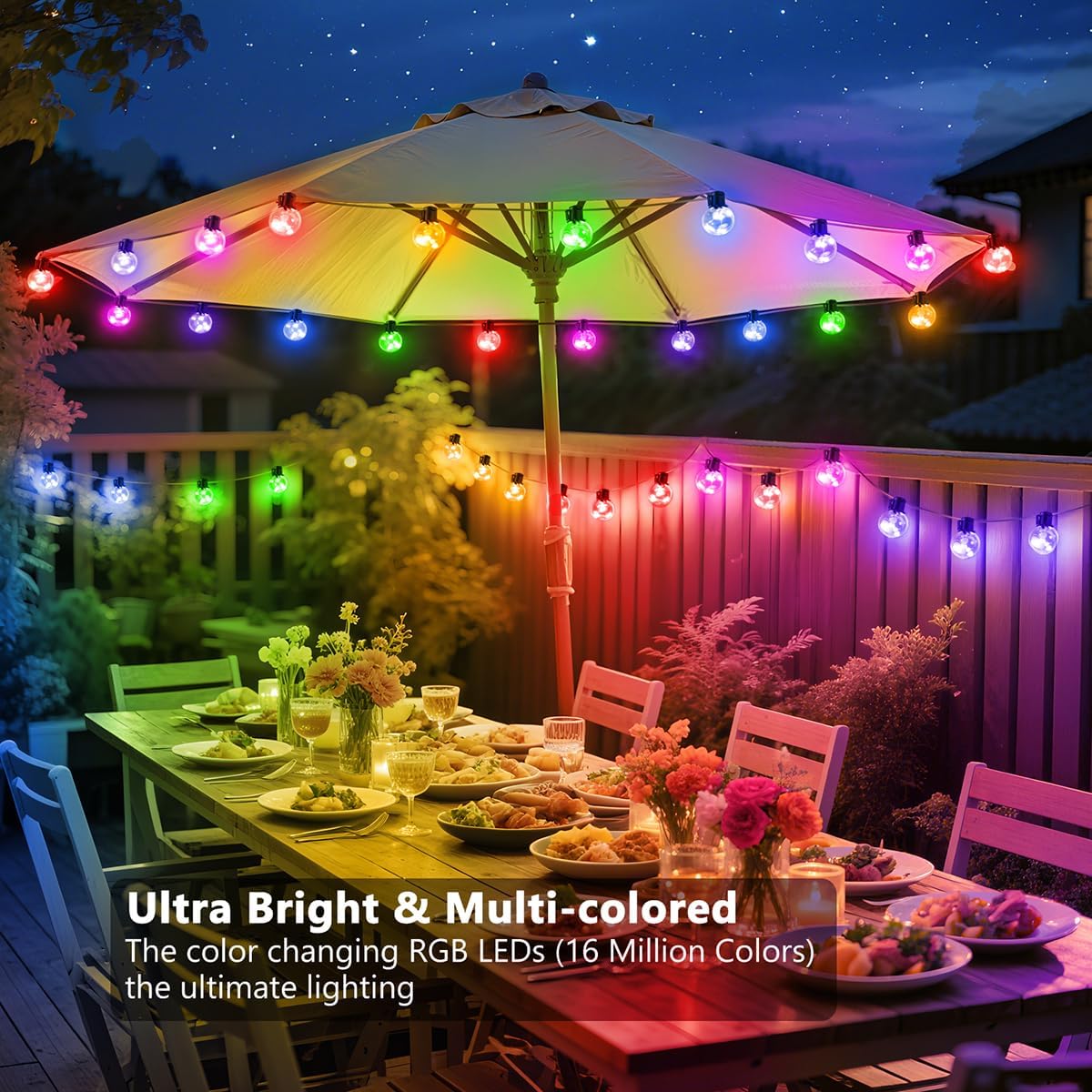 Outdoor String Lights USB Plug-in,22ft 20 Color Changing LED Bulbs