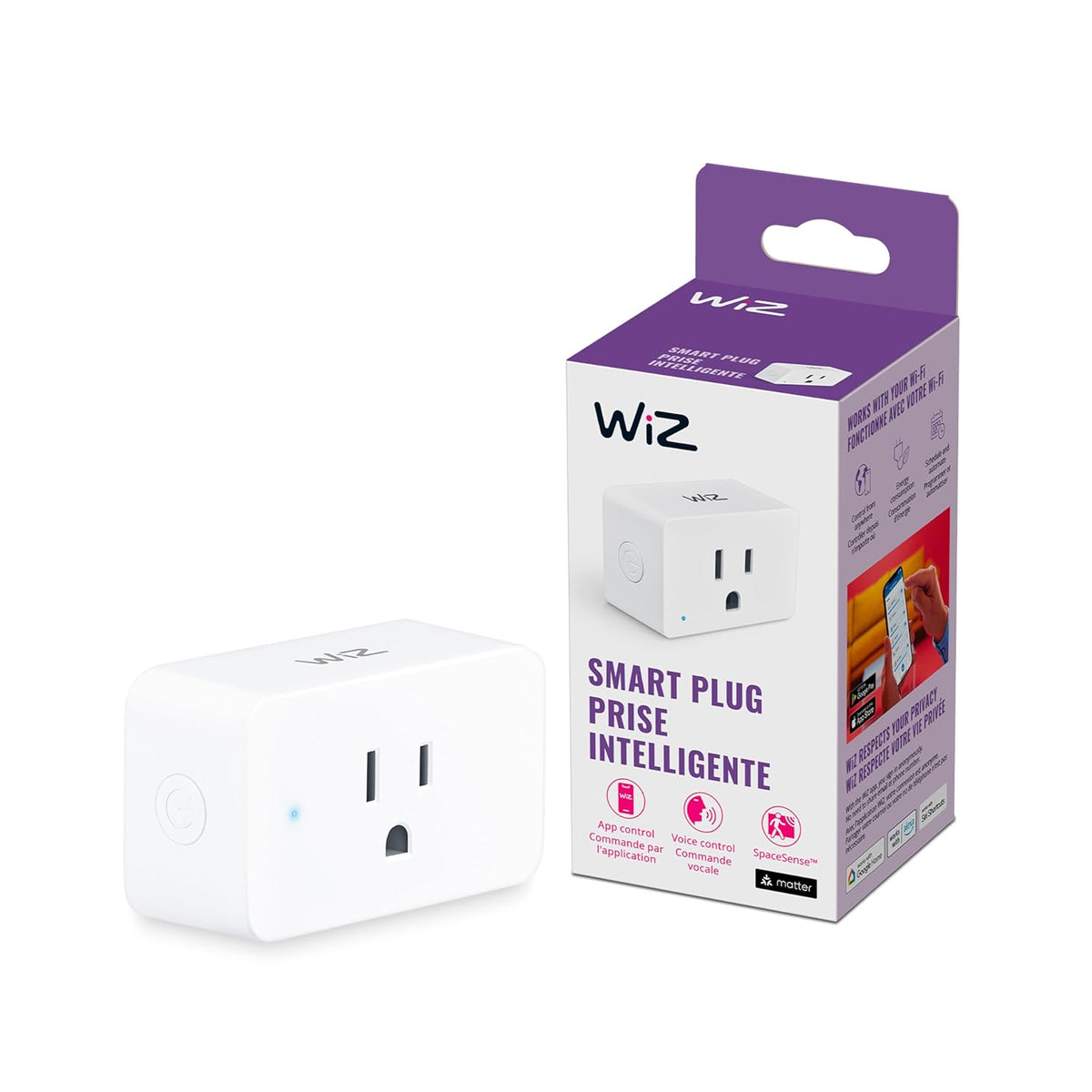 WiZ Smart Plug, Sunset to Sunrise Automation, Motion Detection, Control with Voice or App, Indoor Smart Plug Compatible with Alexa, Google Home and HomeKit, 1 Pack