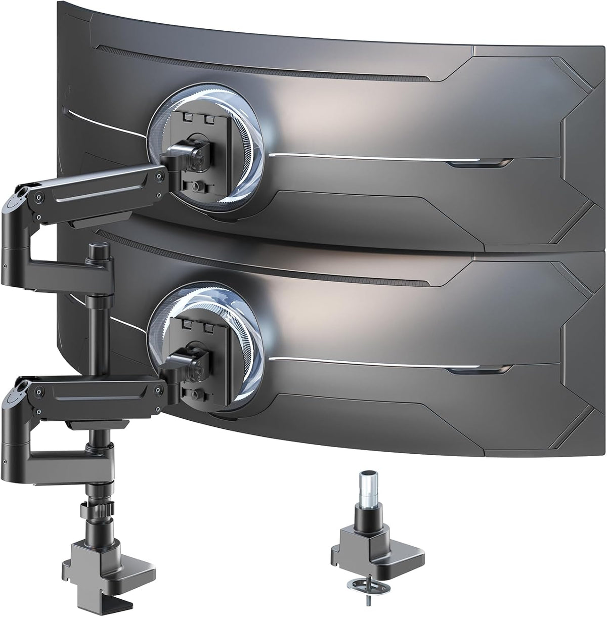 Heavy Duty Dual Monitor Arm for 17-49" Screens, Vertical Stack, 44lbs