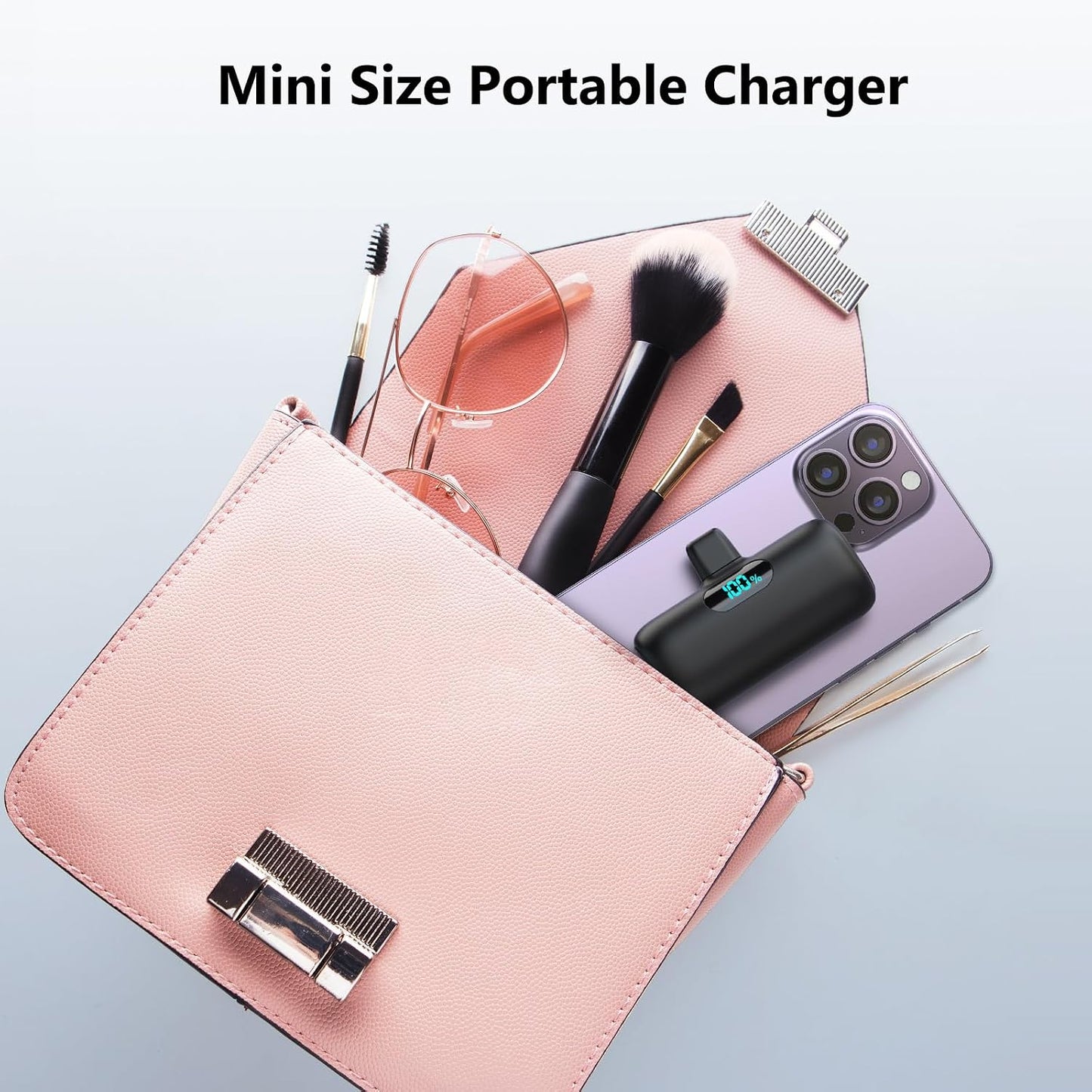 Mini Portable Charger USB C Power Bank,Upgraded 5000mAh PD Fast Charging Battery Pack Built-in USB-C Connector Travel Essential for iPhone17/17Pro/17Pro Max/Air/16 Plus/16Pro Max/15 Series,Android