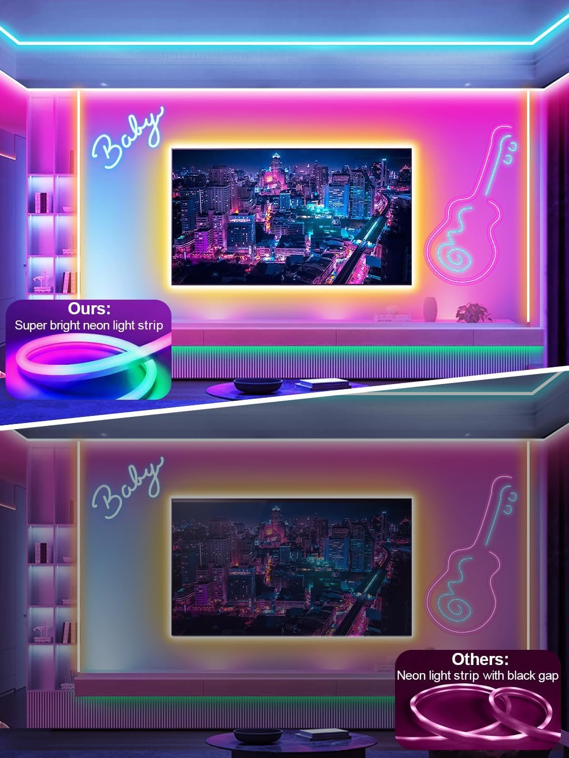 Ledagic 50FT RGB Neon Rope Lights, Outdoor Led Strip Lights Waterproof IP67 with Remote and App Control, Flexible Led Rope Lights, Music Sync Led Lights for Bedroom, Gaming, Outdoors Decor (1 Roll)