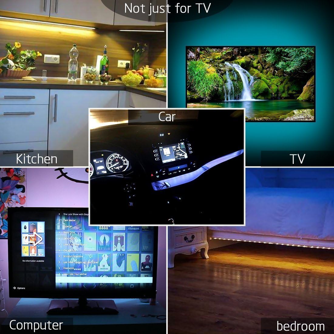 LED TV Backlight,SMY USB LED Strip Light,RGB Multi-Colour LED Light Strip Kit Waterproof IP65, 30LED with Wireless Remote Controller for TV/PC/Laptop Bias Lighting (3.28Ft)