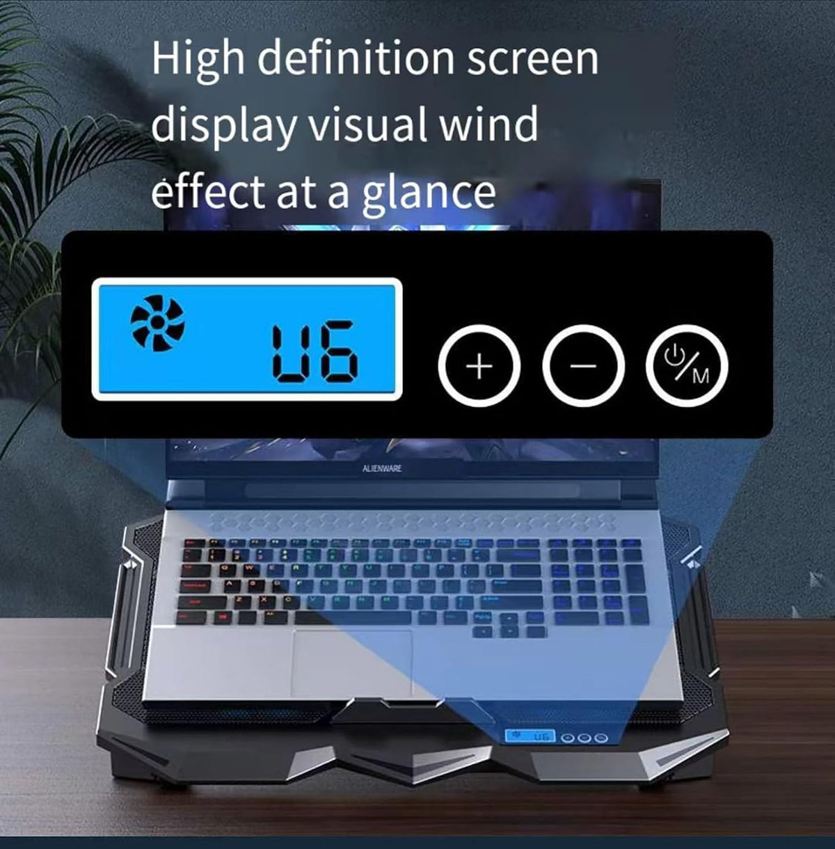 Laptop Cooling pad for‌ MSI Thin A15 15 GF63 GF65 Katana Cyborg Modern Summit Raven Sword Prestige Pulse Series 14-17 inch Laptop, Cooler with 4 Fans, LCD Display Screen, 2 USB-A Port ﻿