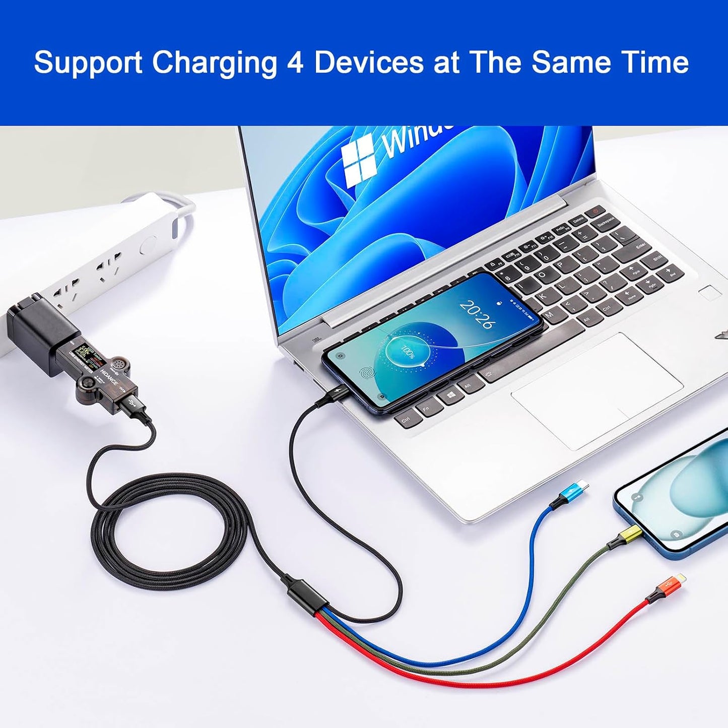 Multi Charging Cable,4 in 1 Braided Multiple Charger Cord, 2Pack 6Ft | USB C Multi Charger Cable Adapter with Lightning/Type C/Micro Ports for Cell Phones,iPhone 17-8,Tablets,Galaxy,PS & More