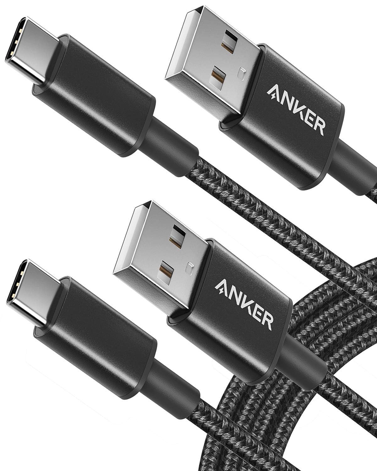 Anker Cable [2 Pack 10ft], USB A to USB C Cable for iPhone 17 Series,Samsung Galaxy S10 S10+, LG V30, Beats Fit Pro and More (Black).