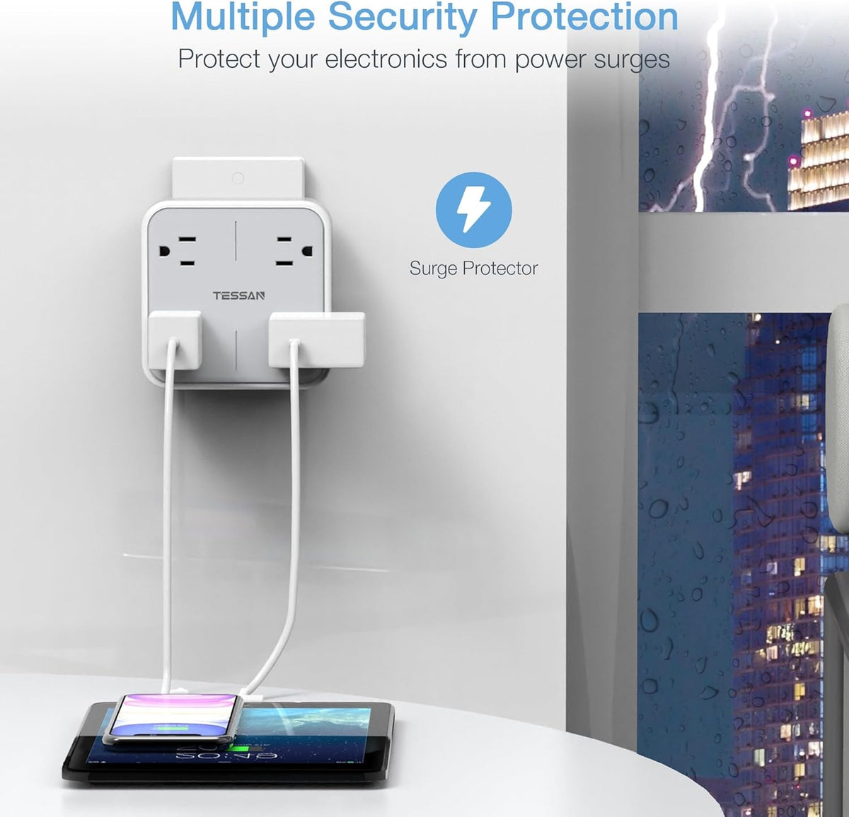 TESSAN Multi Plug Outlet Extender, Surge Protector Splitter