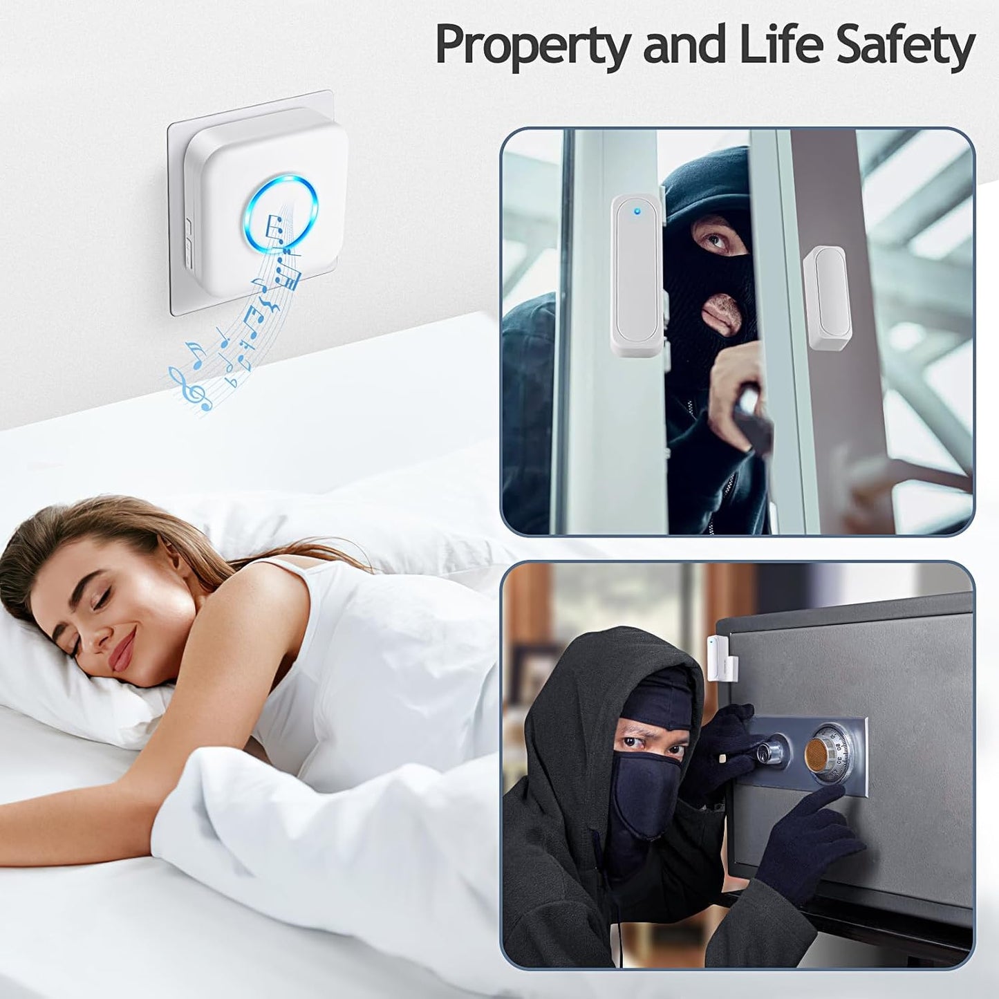 Door Chime When Door Opens, Wireless Door Chime for Home & Business | 600FT Range Door Open Sensor with 58 Chimes, 5 Volume Levels. 3 Sensors + 2 Receivers for Multi-door, Kids & Dementia Safety
