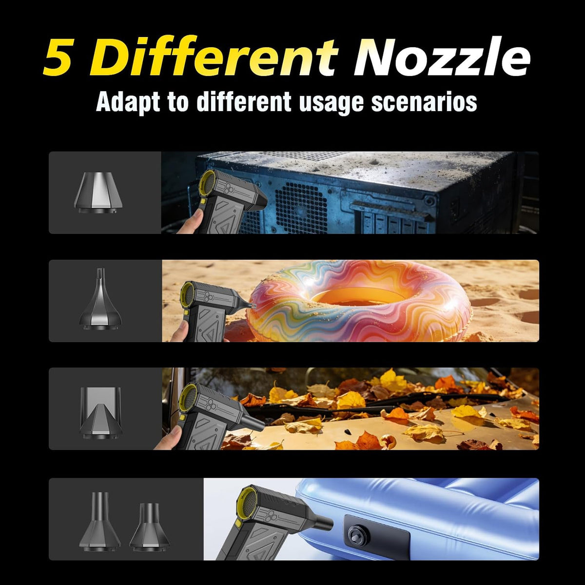 Compressed Air Duster,420 mins Runtime,Replace Canned Air to Clean Computer | 7800mAh,150000RPM,150g wind force,45M/S wind speed,comes with LED light.Portable air blower for computer, keyboard clean