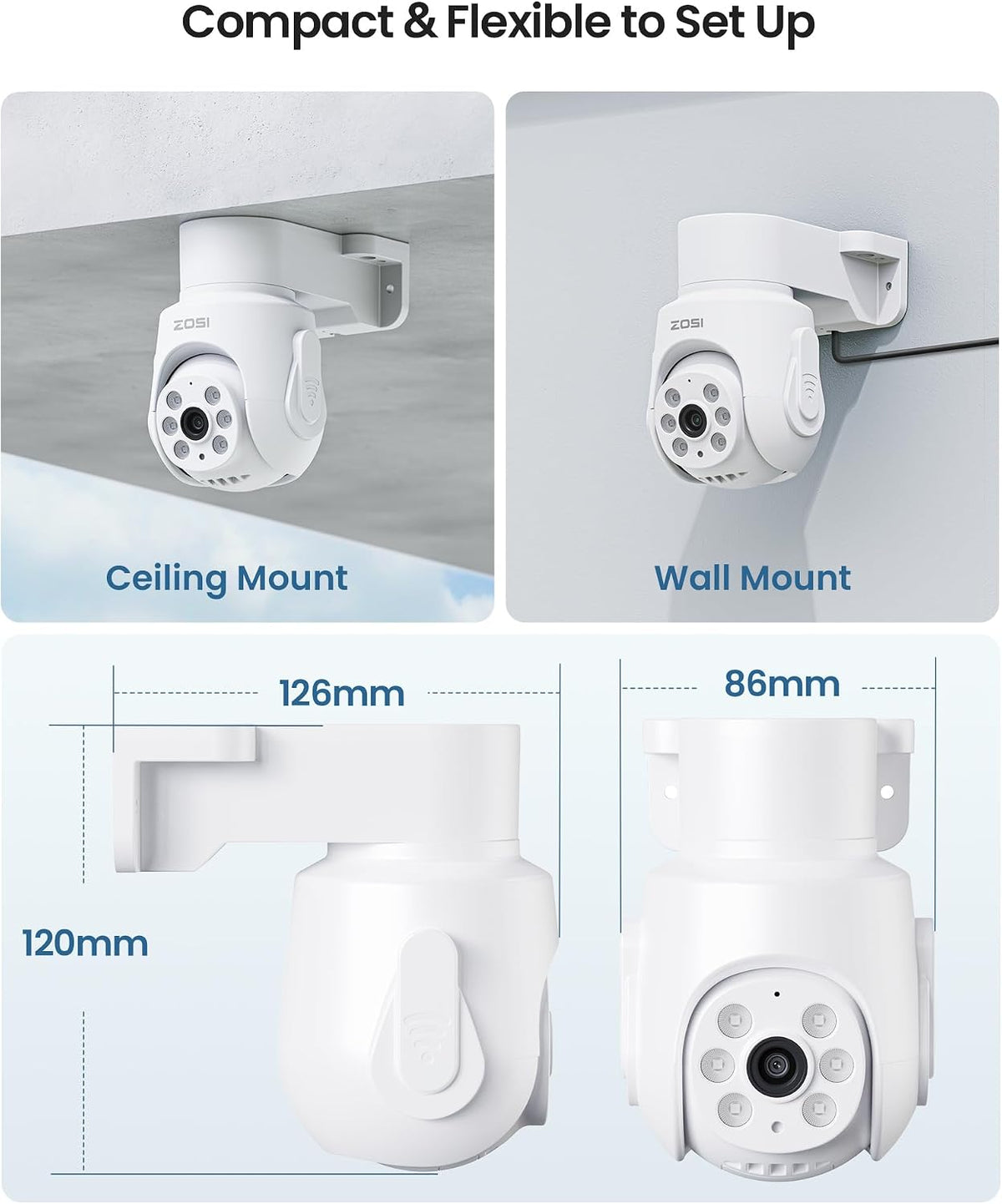 ZOSI 2 Pack 1080P Pan Tilt HD TVI Security Cameras, 360° View Outdoor Cam
