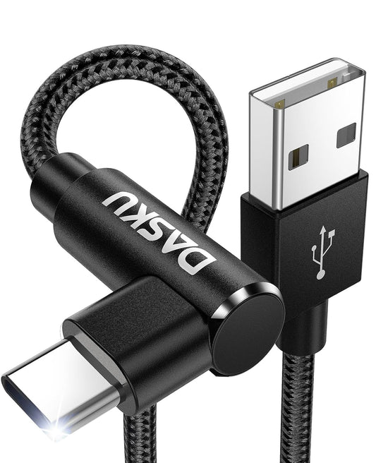 USB to USB C Cable 90 Degree [2Pack 10ft] 3A Right Angle USB C Cable Extra | Long Heavy Duty USB Type C Cable Fast Charging, for iPhone 17/16/16e/15 Pro Max, Samsung Galaxy, Android Phones, and More
