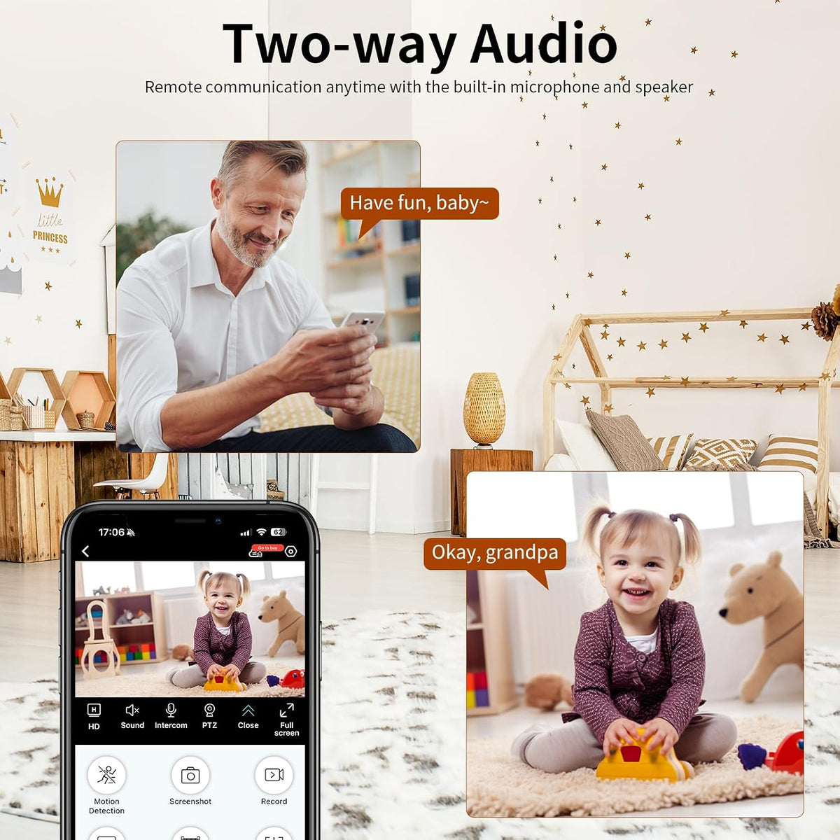 VSTARCAM 2K HD Pet Camera with Phone App, Indoor Camera for Home Night Vision, 2-Way Audio, Motion Detection, 2.4G WiFi Dual Monitor, 7/24 Recording, Cloud/SD Card Storage