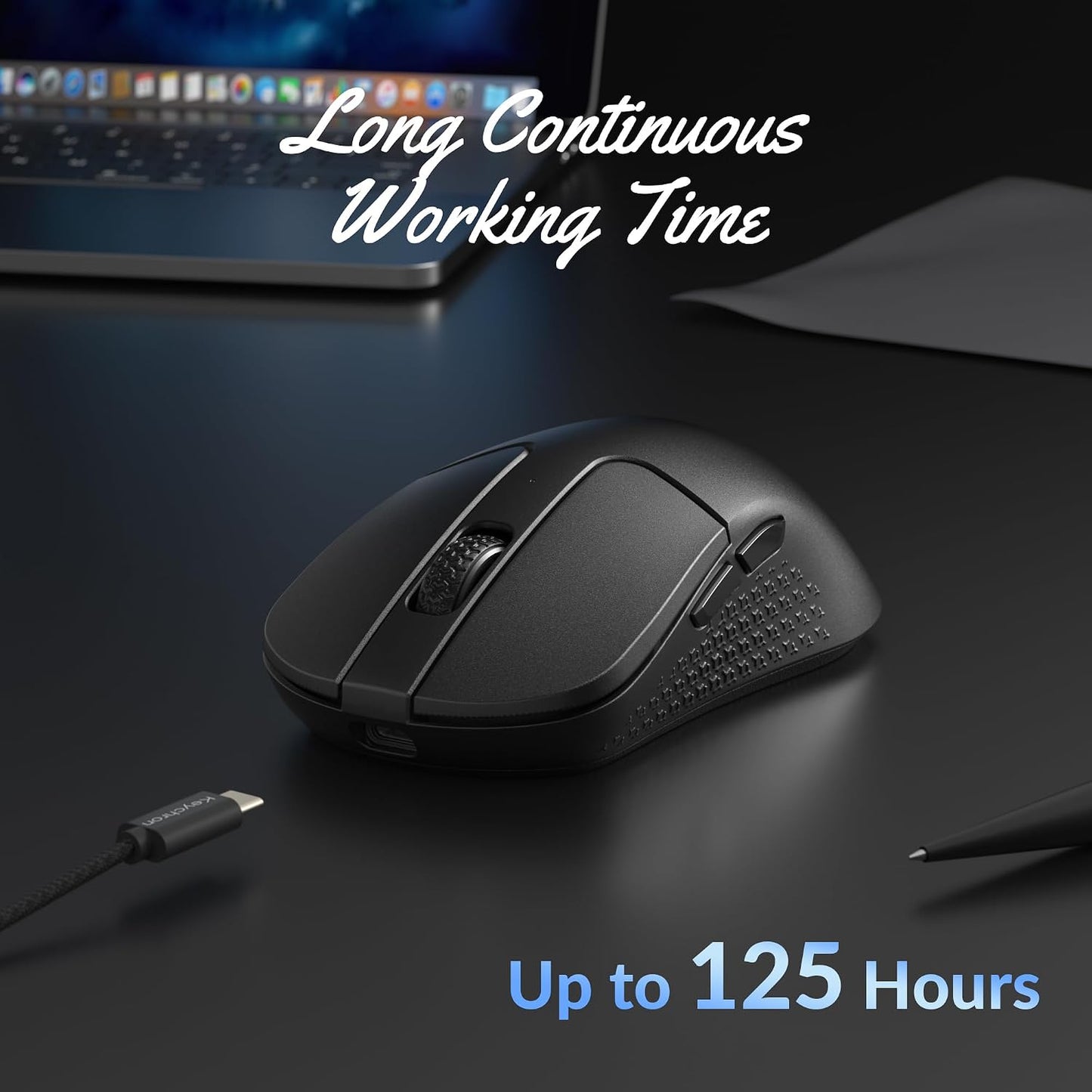 Keychron M3 Mini Wireless Optical Mouse, Bluetooth 5.1/2.4 GHz/Wired Gaming Mouse, Programmable PixArt 3311 Sensor with up to 26,000 DPI/ 650 IPS, Lightweight Ergonomic for Windows Mac Linux - Black