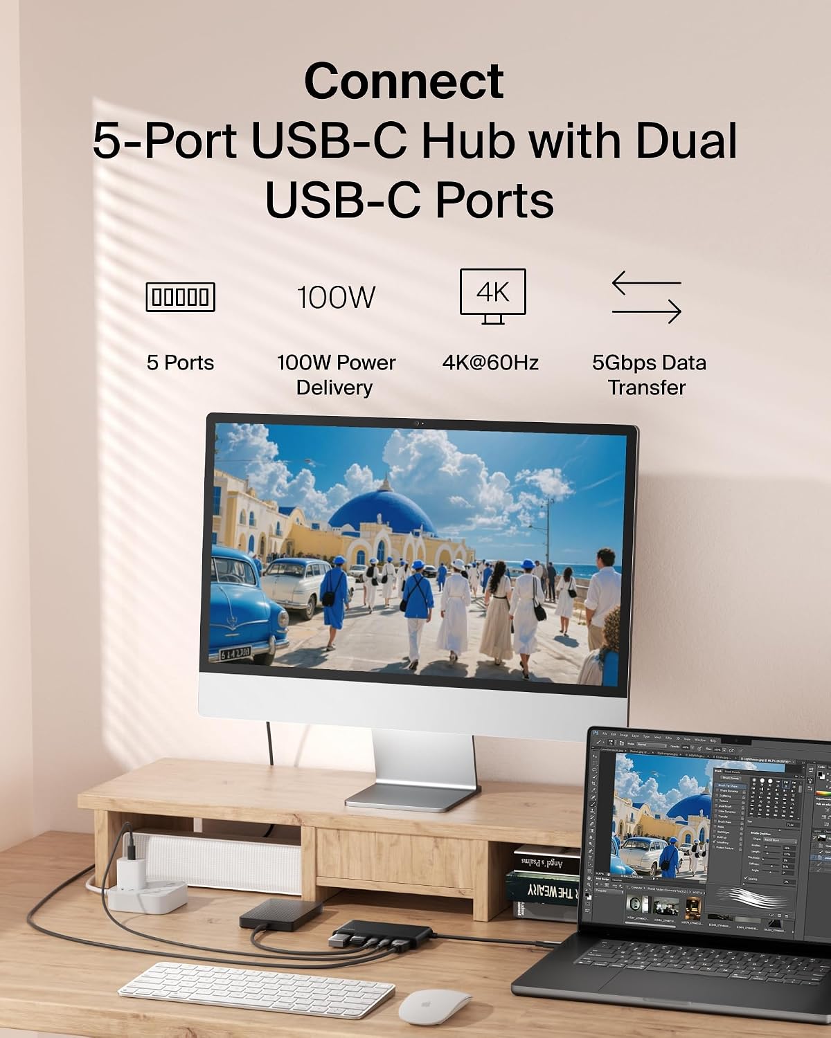 Belkin USB-C Hub 5-Port 4K HDMI 2.0 100W PD for MacBook, iPad & laptops