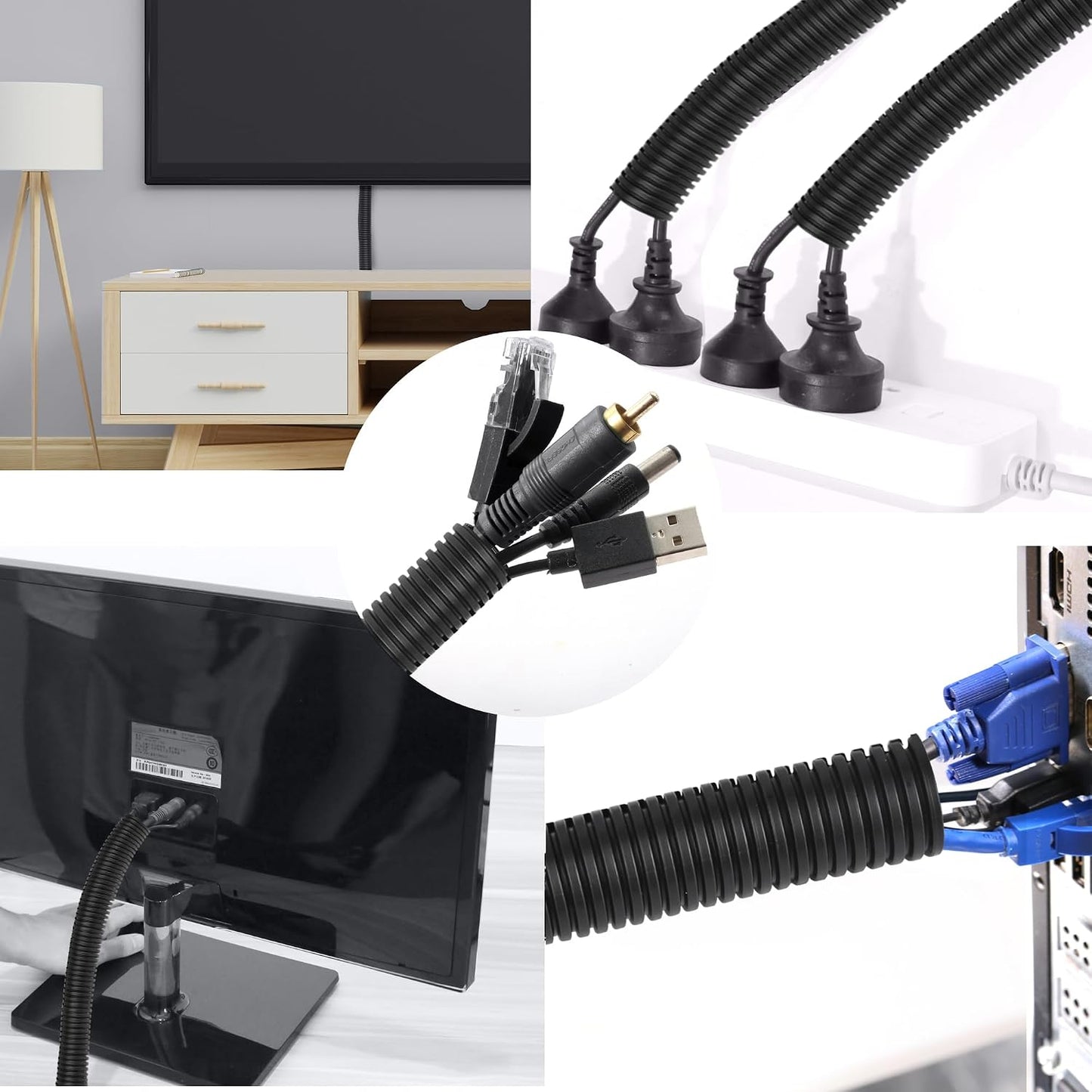 25FT - 1/2 Inch Split Wire Loom with Installation Tool - Black | Easy to Install, Flame-Retardant, Abrasion-Resistant Wire Cover for Automotive, Home & Office