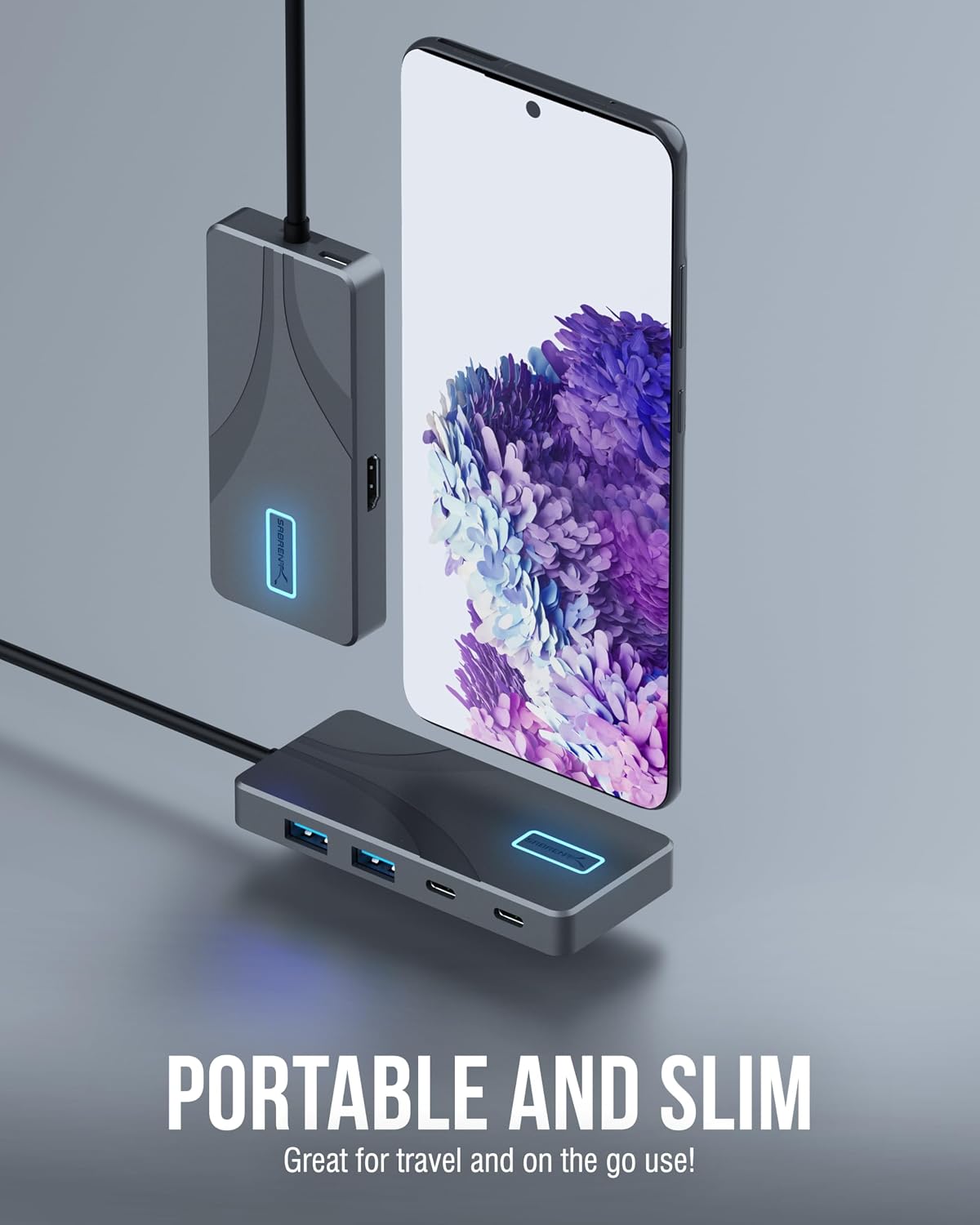 SABRENT USB-C Hub 5-in-1, 10Gbps, 4K HDMI, 100W PD (HB-TG5P) | USB-A & USB-C; single 4K@60Hz HDMI; 80W laptop charging; aluminum; MacBook, iPad, laptops; powered usb c hub