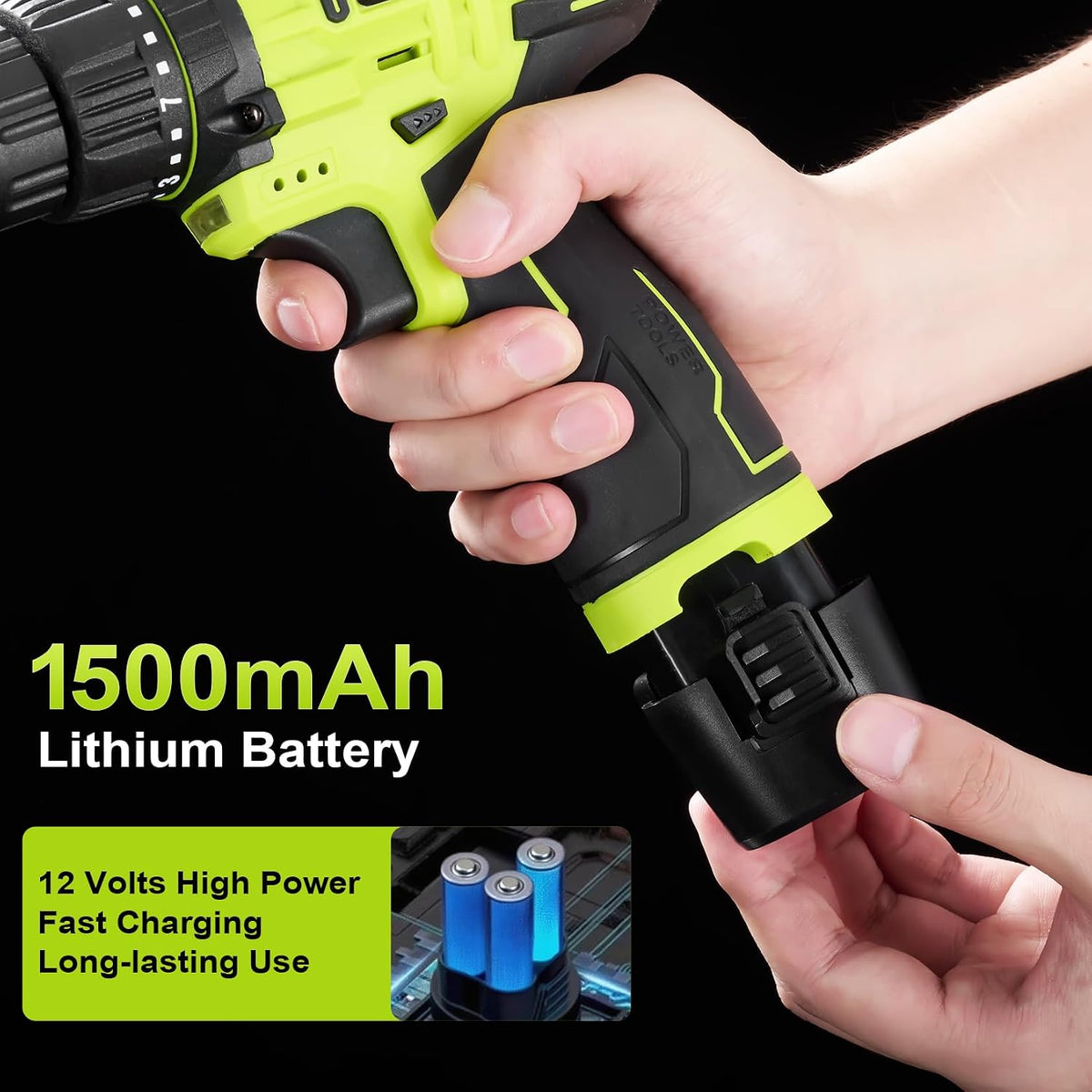 12V Cordless Drill Tool Set, 25+1 Torque Setting, Green Tool Kit for Home | Electric Drill with Battery & Charger, 2-Speed Power Drill Set for Women & Men, Basic Tool Kit with Drill, 142Pcs